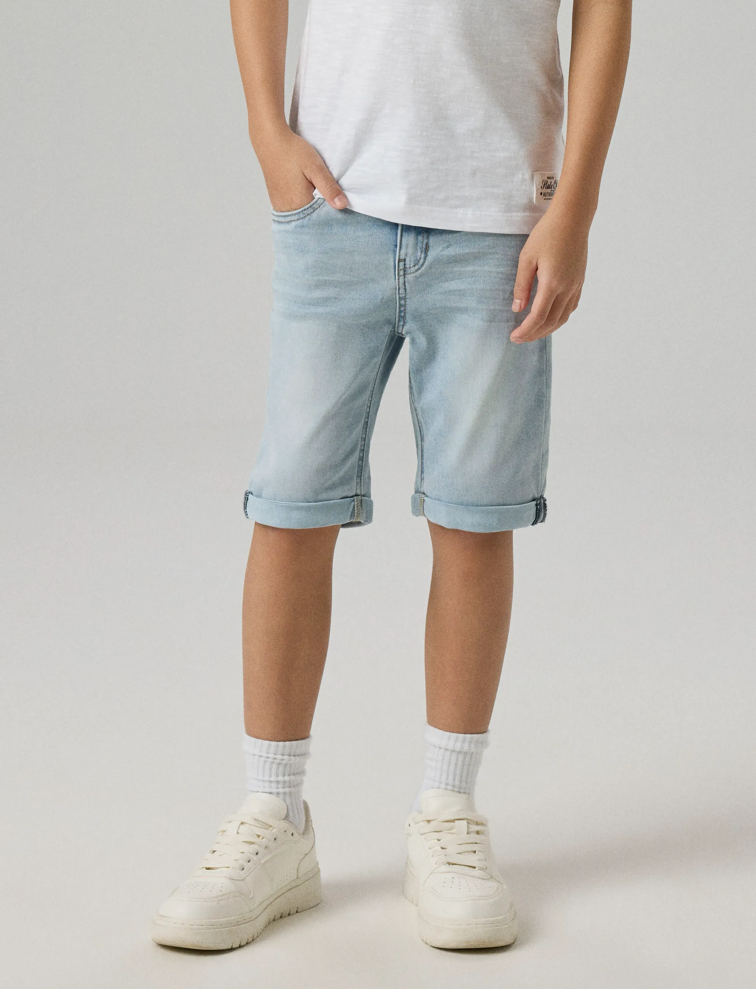 name it - NKMTHEO XSL DNM L SHORTS 6622-CL NOOS - jeansshorts - light blue bleached denim - 0