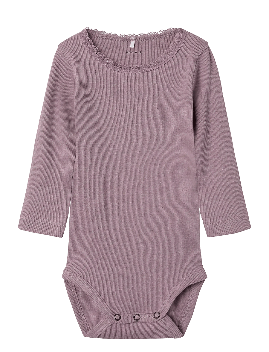 name it - NBFKAB LS BODY NOOS - långärmade bodies - elderberry - 0
