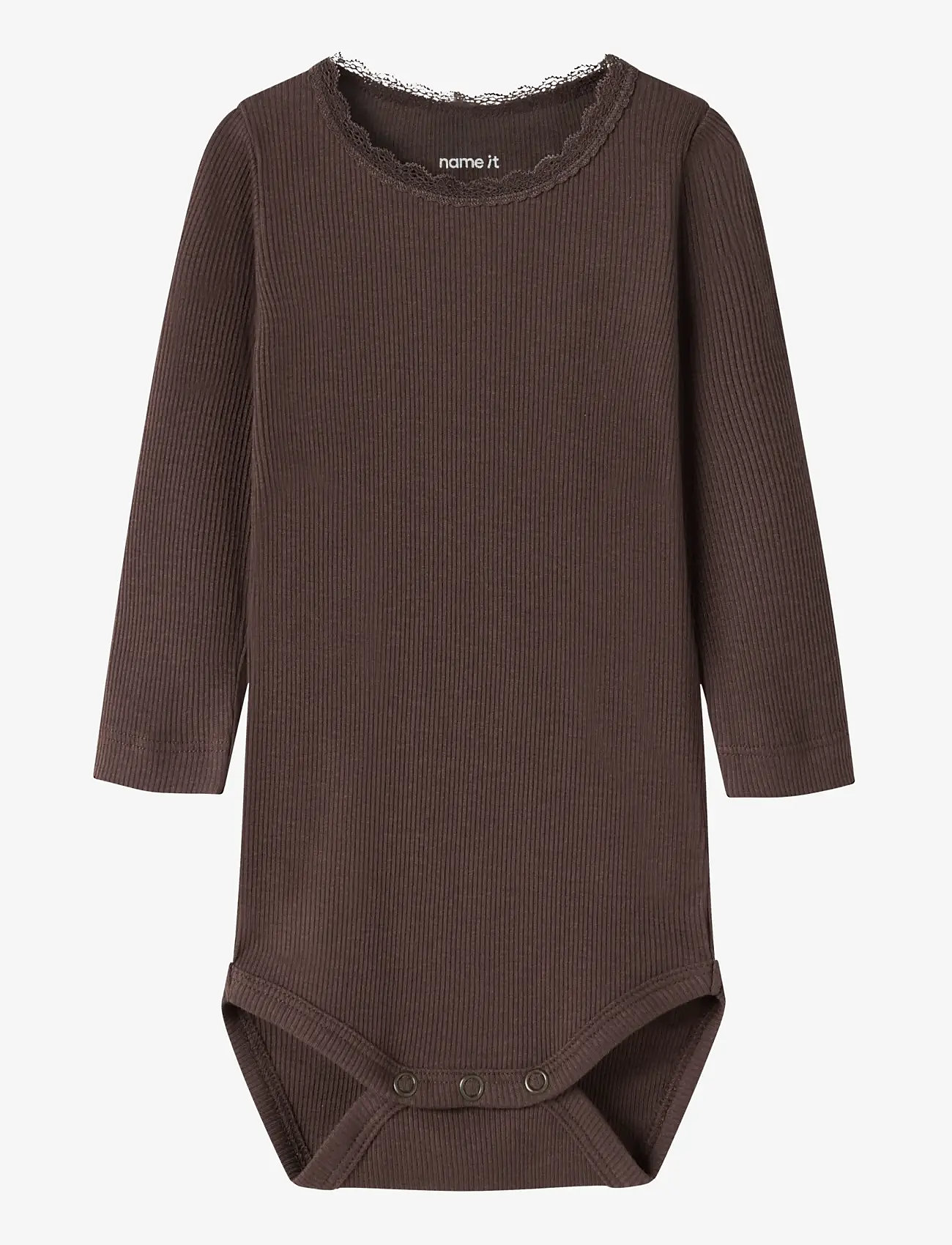 name it - NBFKAB LS BODY NOOS - langærmede bodyer - french roast - 0