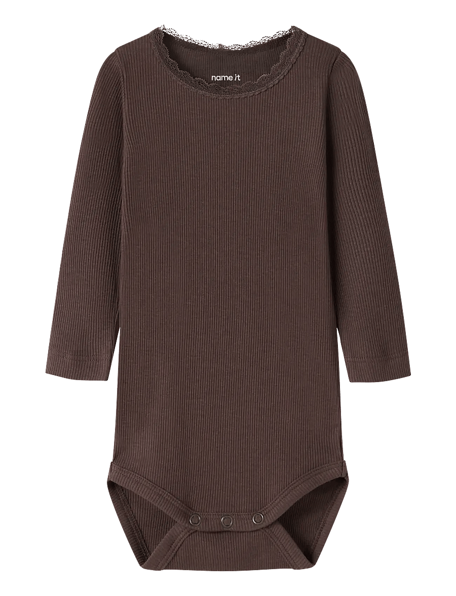 name it - NBFKAB LS BODY NOOS - langärmelige bodys - french roast - 0