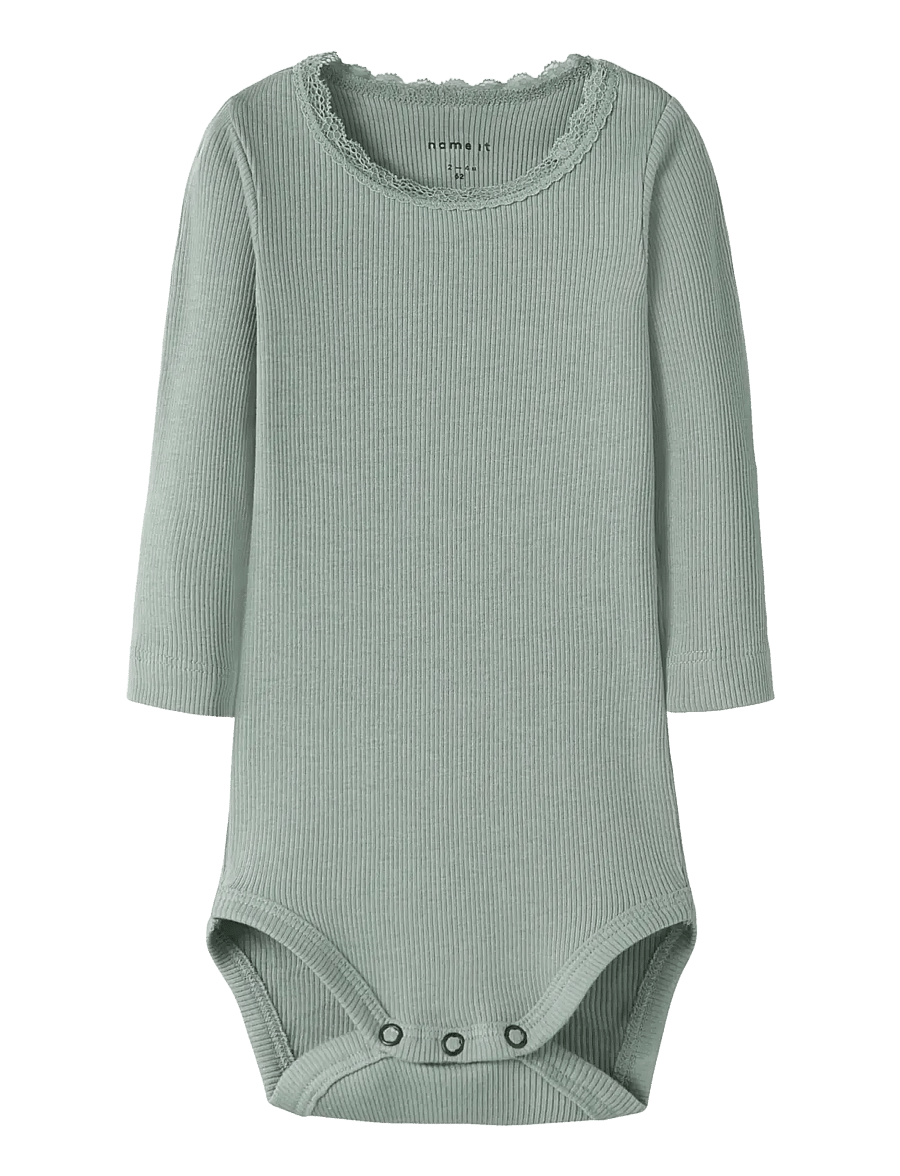 name it - NBFKAB LS BODY NOOS - pikkade varrukatega bodid - slate gray - 0