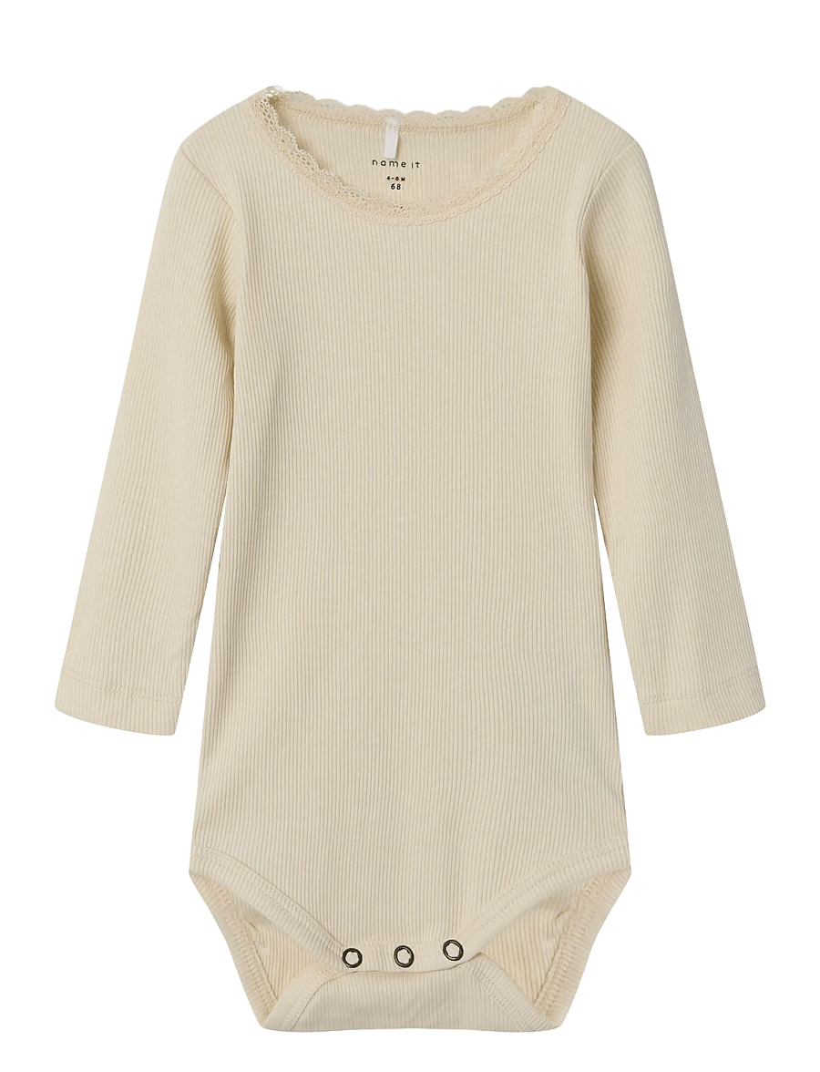 name it - NBFKAB LS BODY NOOS - långärmade bodies - summer sand - 0