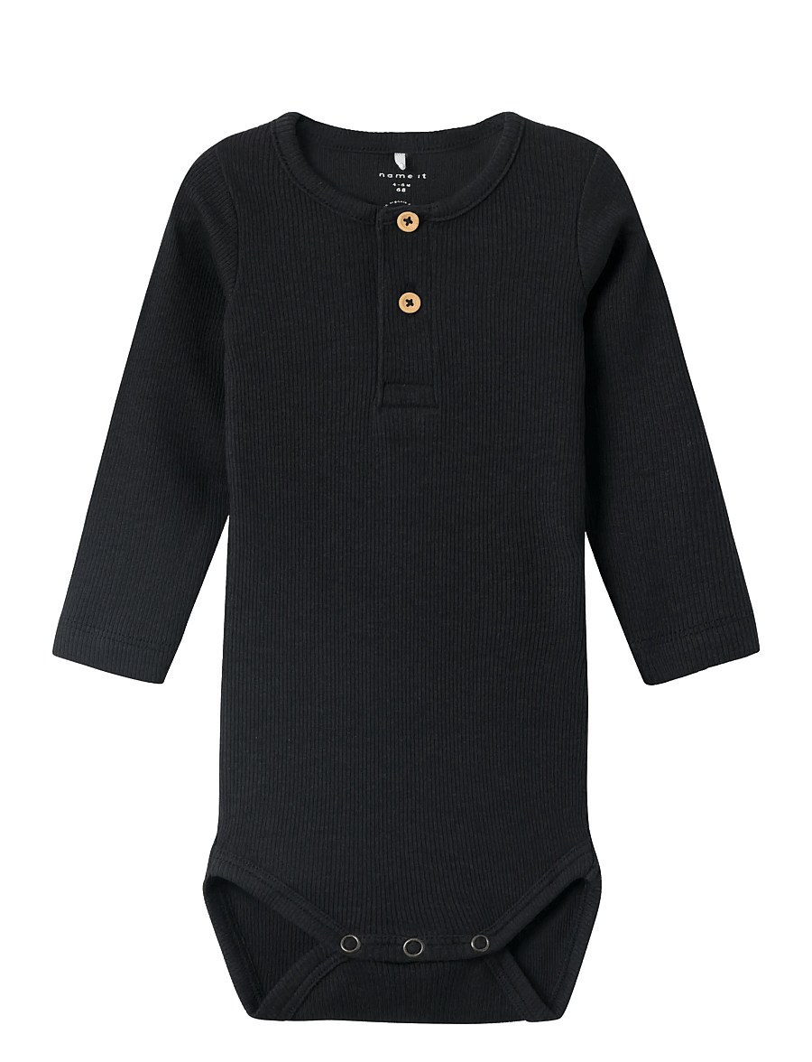 name it - NBMKAB LS BODY NOOS - långärmade bodies - black - 1