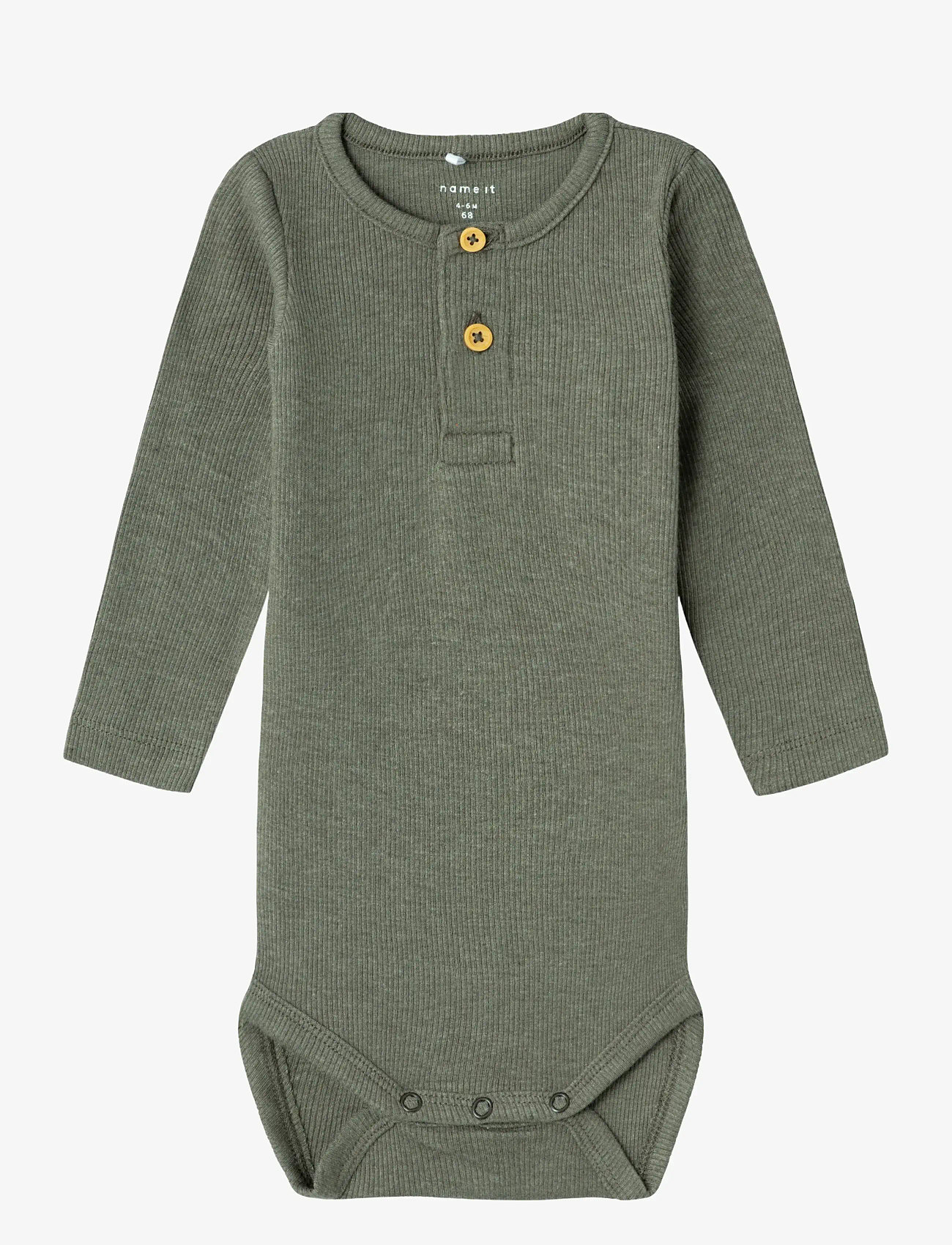 name it - NBMKAB LS BODY NOOS - pikkade varrukatega bodid - dusty olive - 1