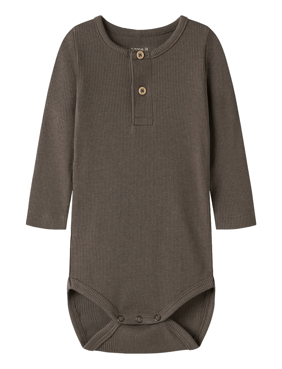 name it - NBMKAB LS BODY NOOS - långärmade bodies - morel - 0