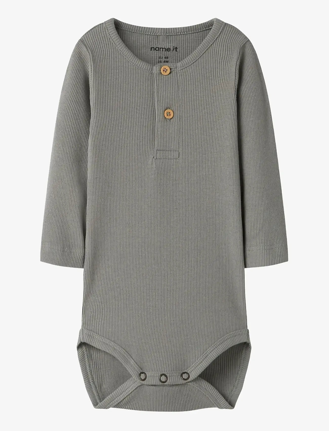 name it - NBMKAB LS BODY NOOS - enfärgade långärmade bodies - shadow - 0