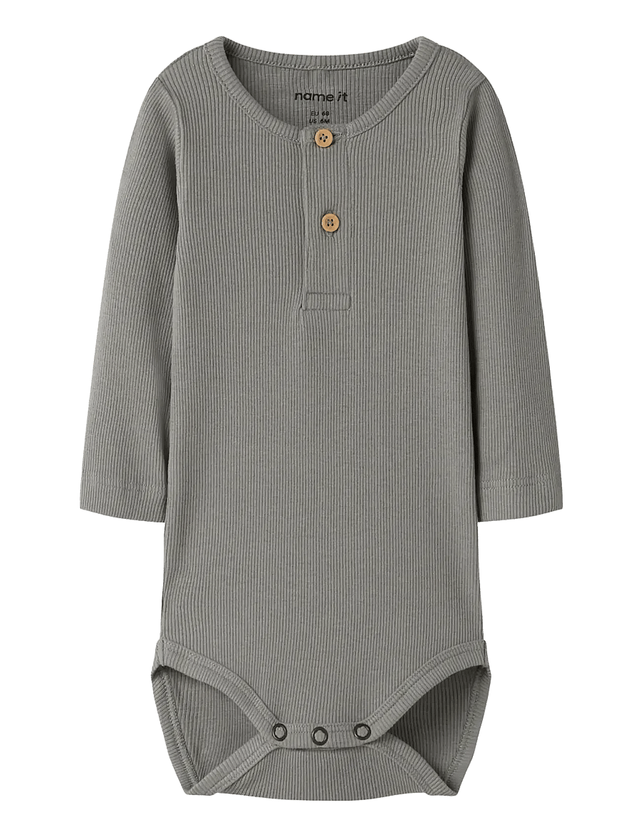 name it - NBMKAB LS BODY NOOS - långärmade bodies - shadow - 0