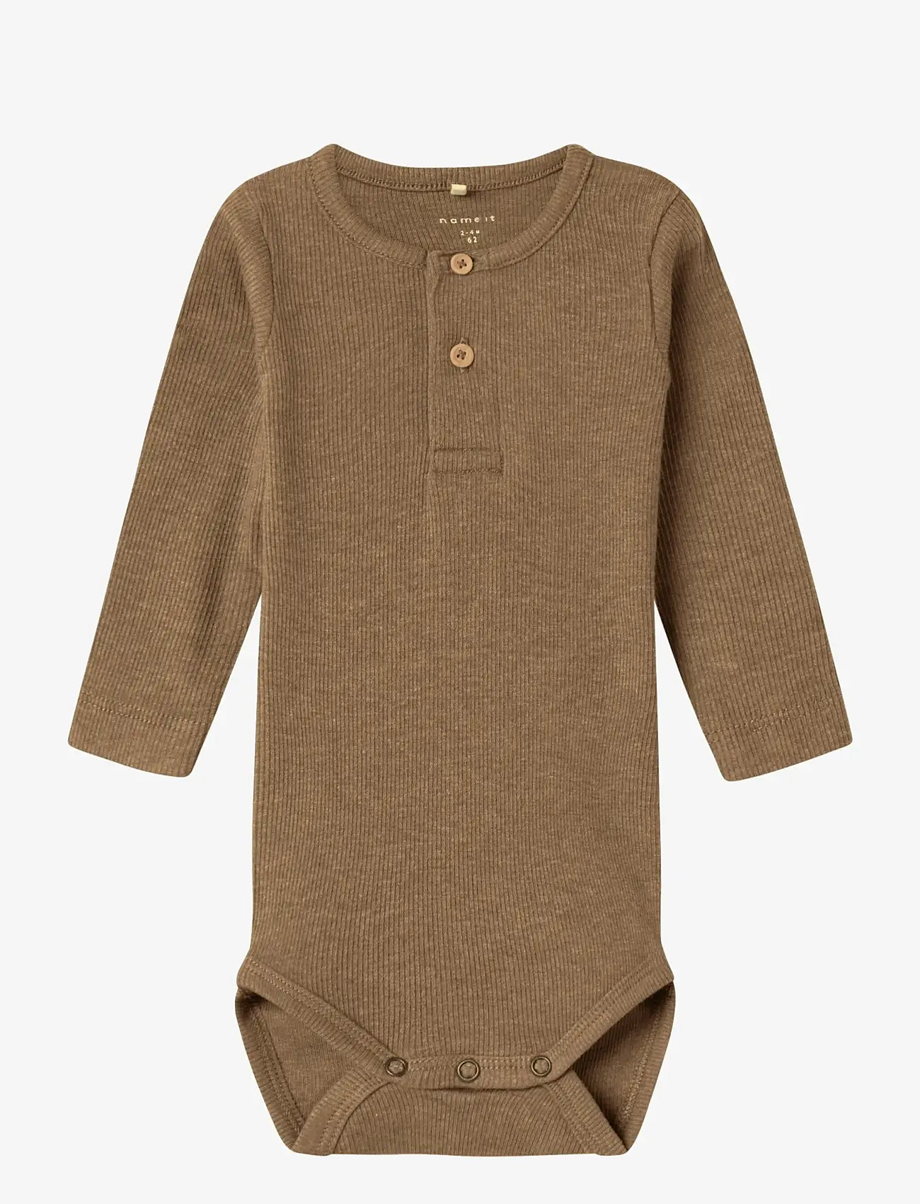 name it - NBMKAB LS BODY NOOS - ensfarvede langærmede bodyer - toasted coconut - 0