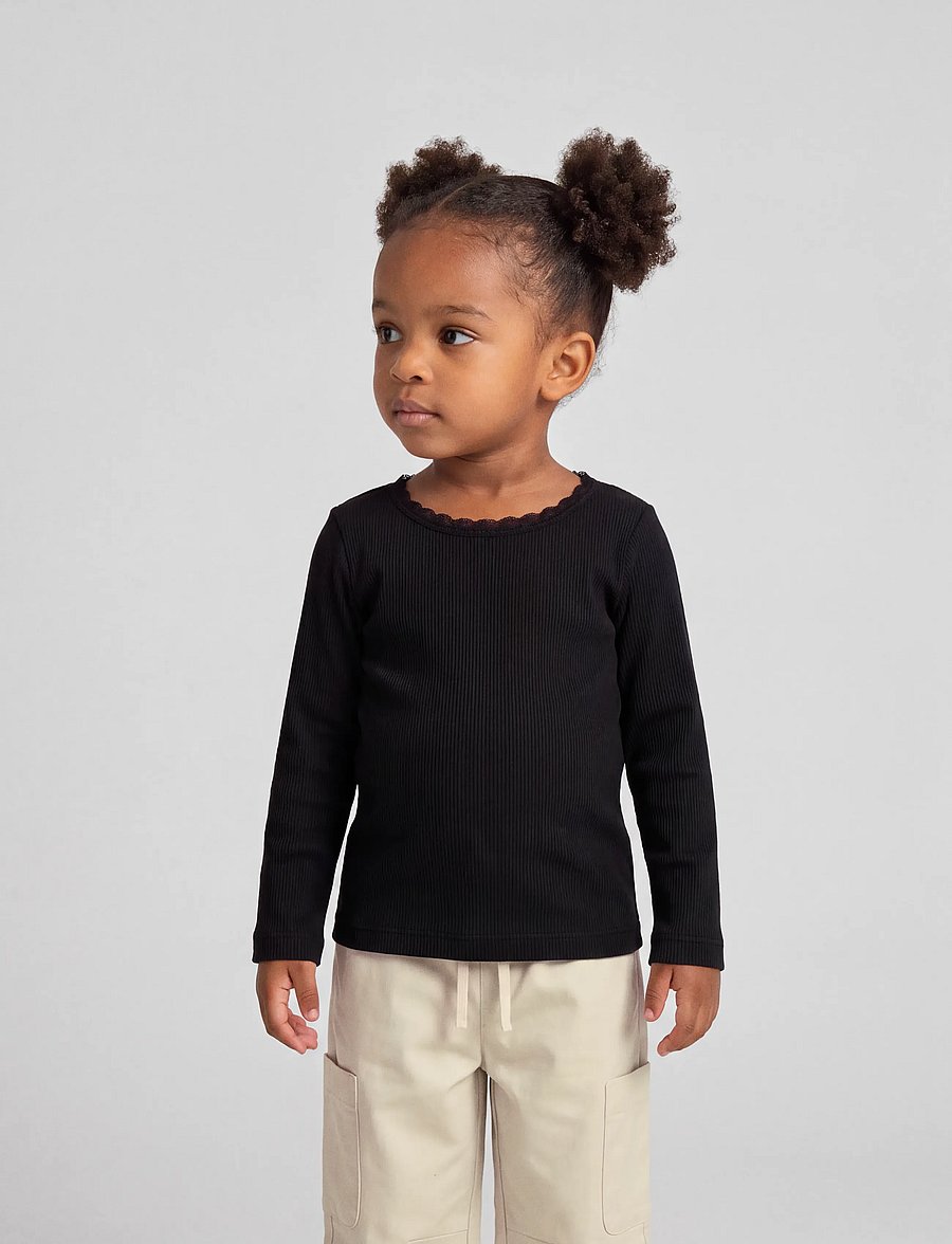 name it - NMFKAB LS TOP NOOS - långärmade t-shirts - black - 4