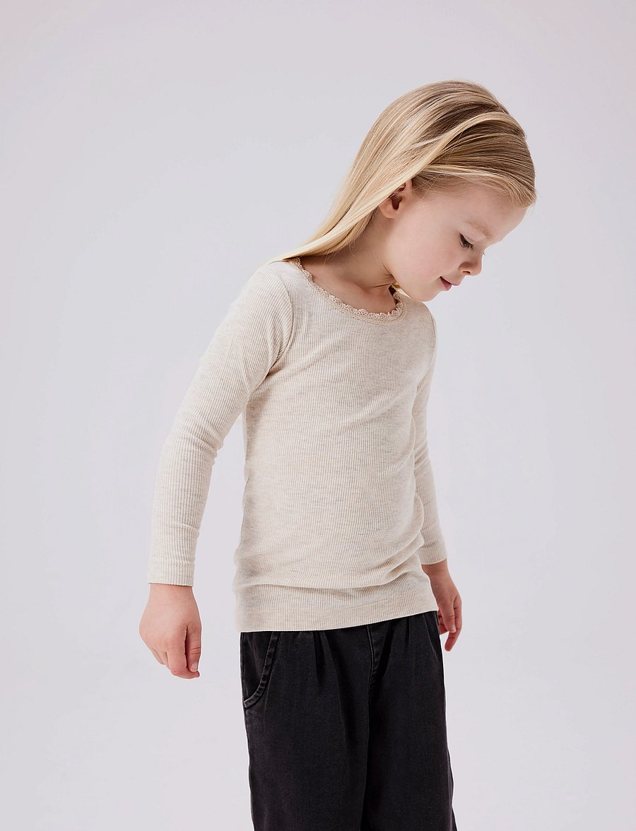 name it - NMFKAB LS TOP NOOS - langärmelig - peyote melange - 0