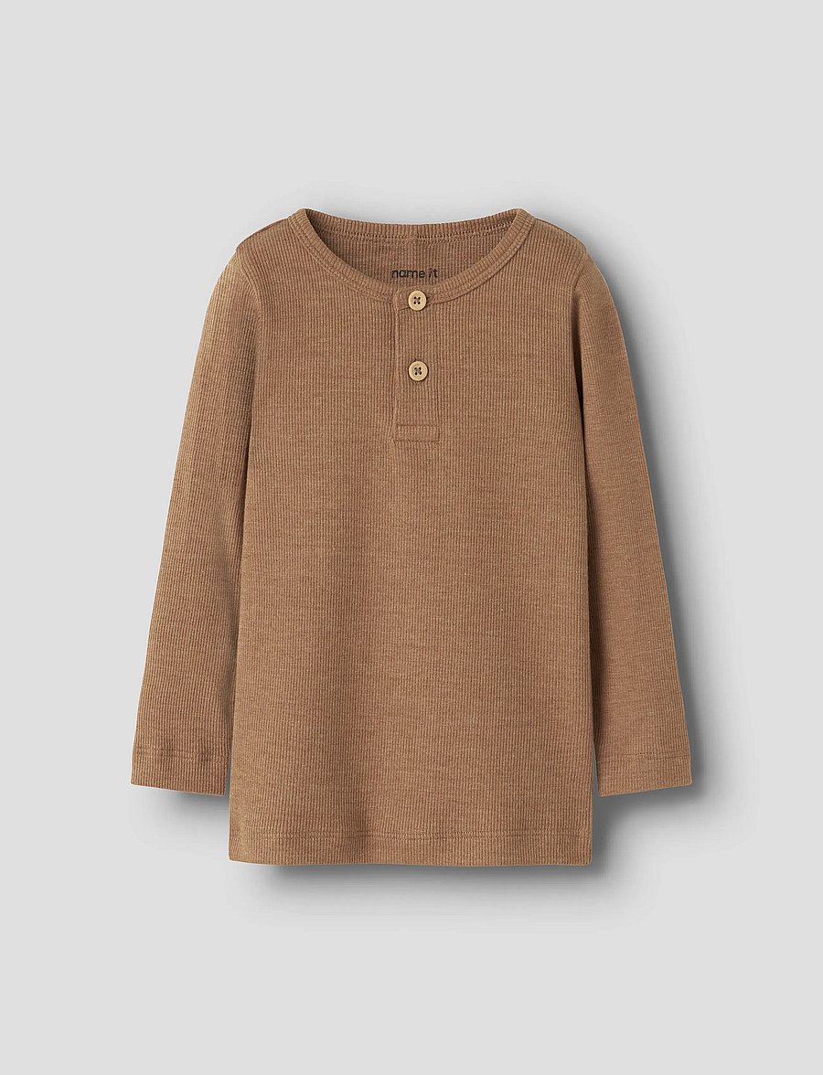 name it - NMMKAB LS TOP NOOS - långärmade t-shirts - toasted coconut - 0