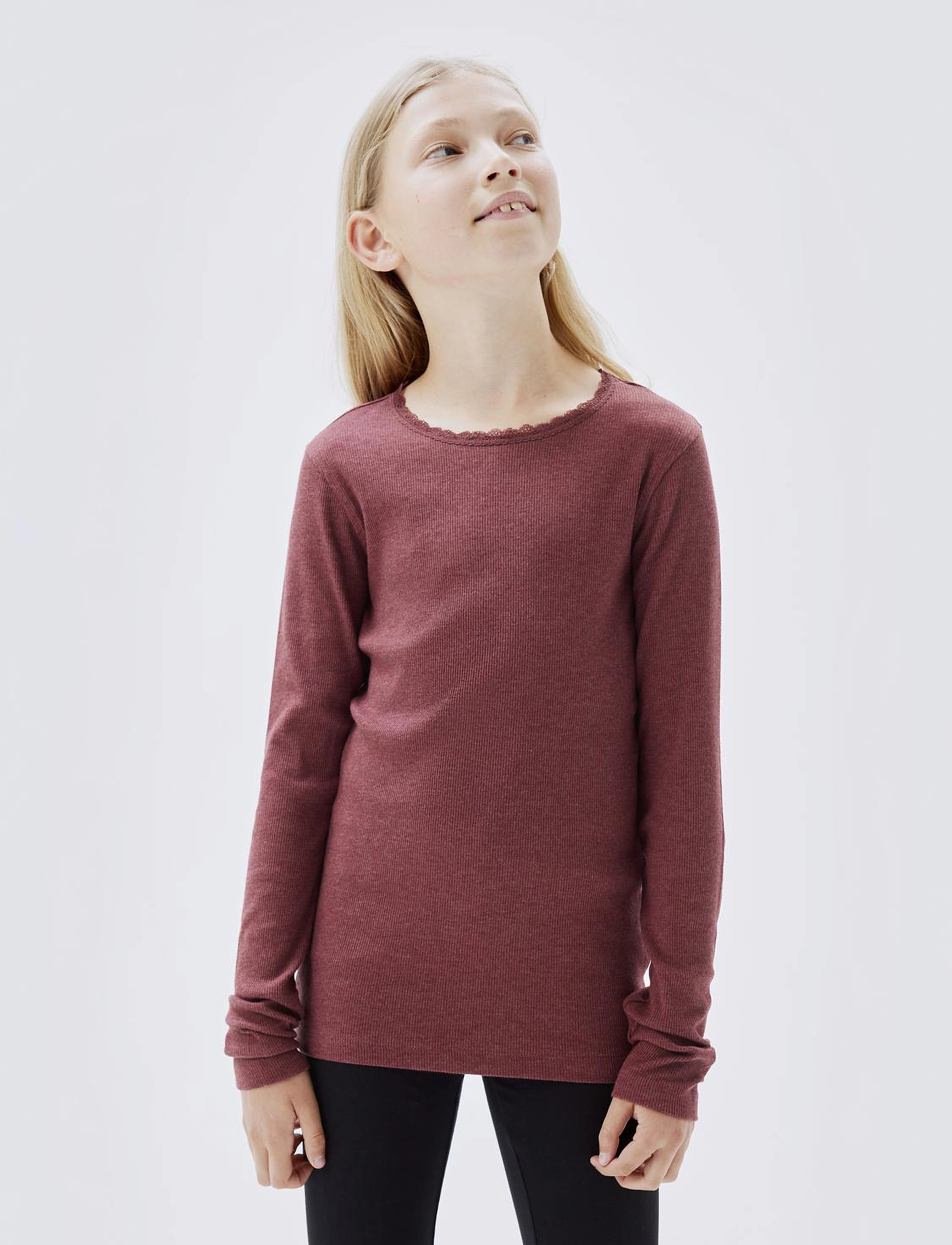 name it - NKFKAB LS SLIM TOP - långärmade t-shirts - apple butter - 4