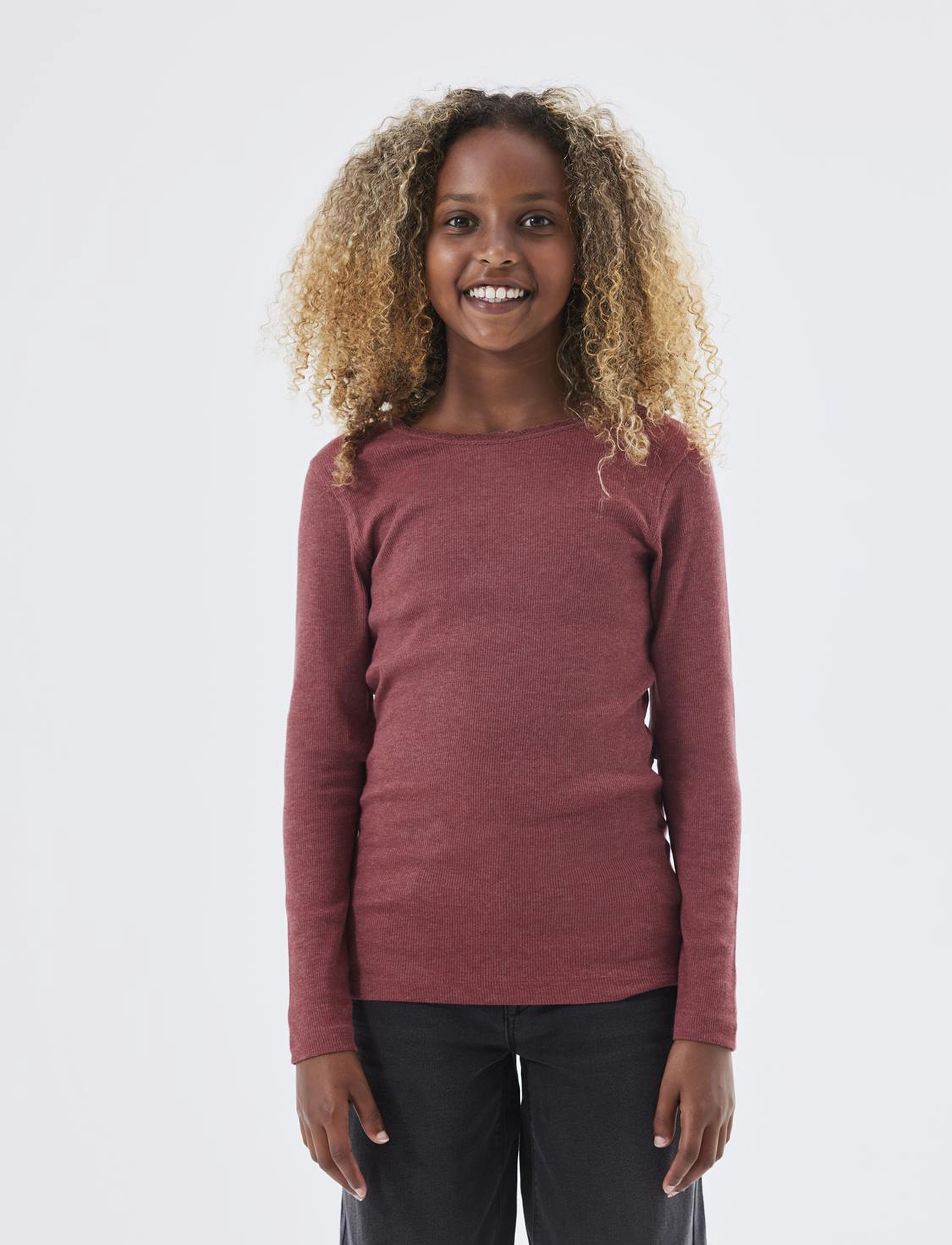 name it - NKFKAB LS SLIM TOP - långärmade t-shirts - apple butter - 5