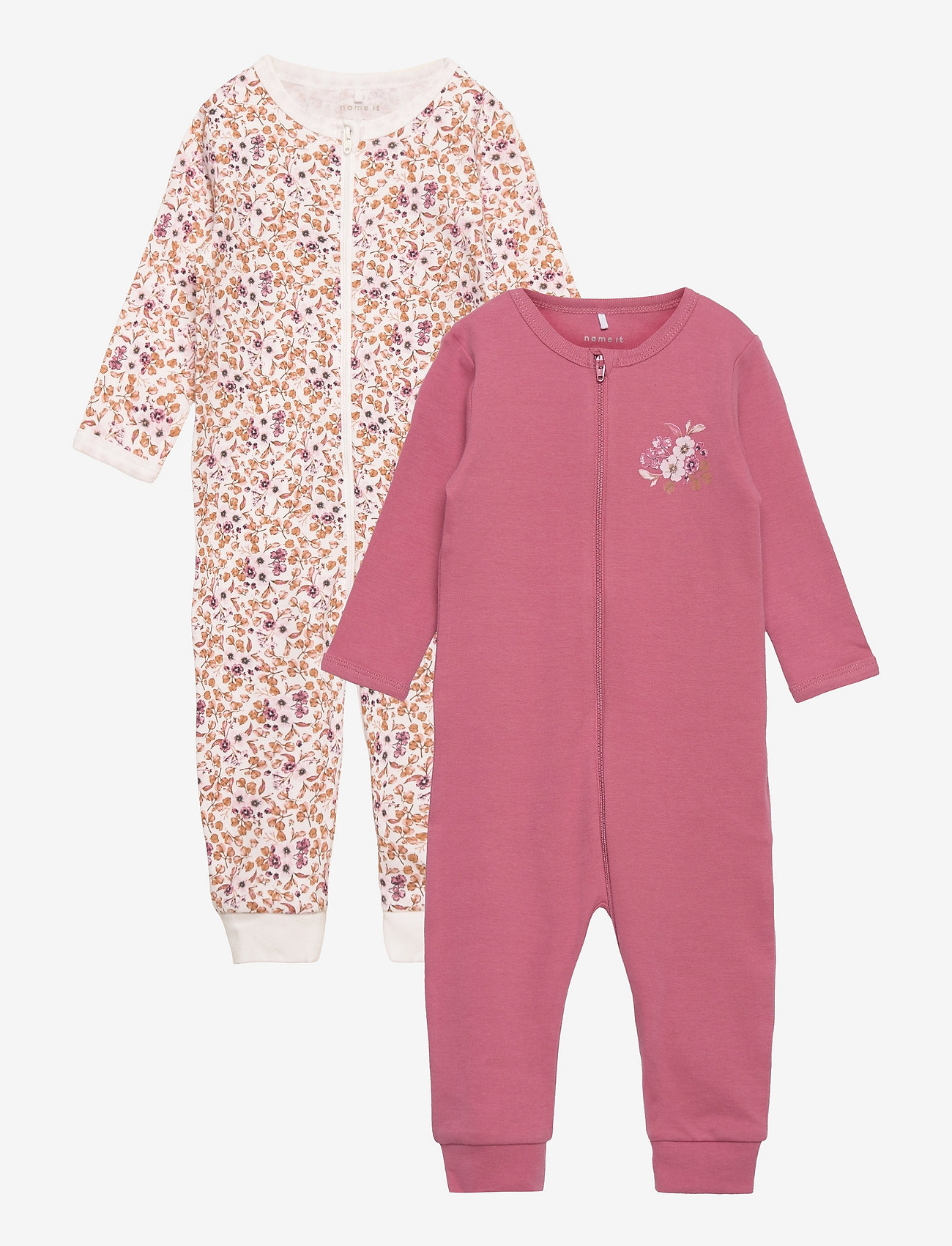 name it - NBFNIGHTSUIT 2P ZIP ROSE FLOWER - rose wine - 0