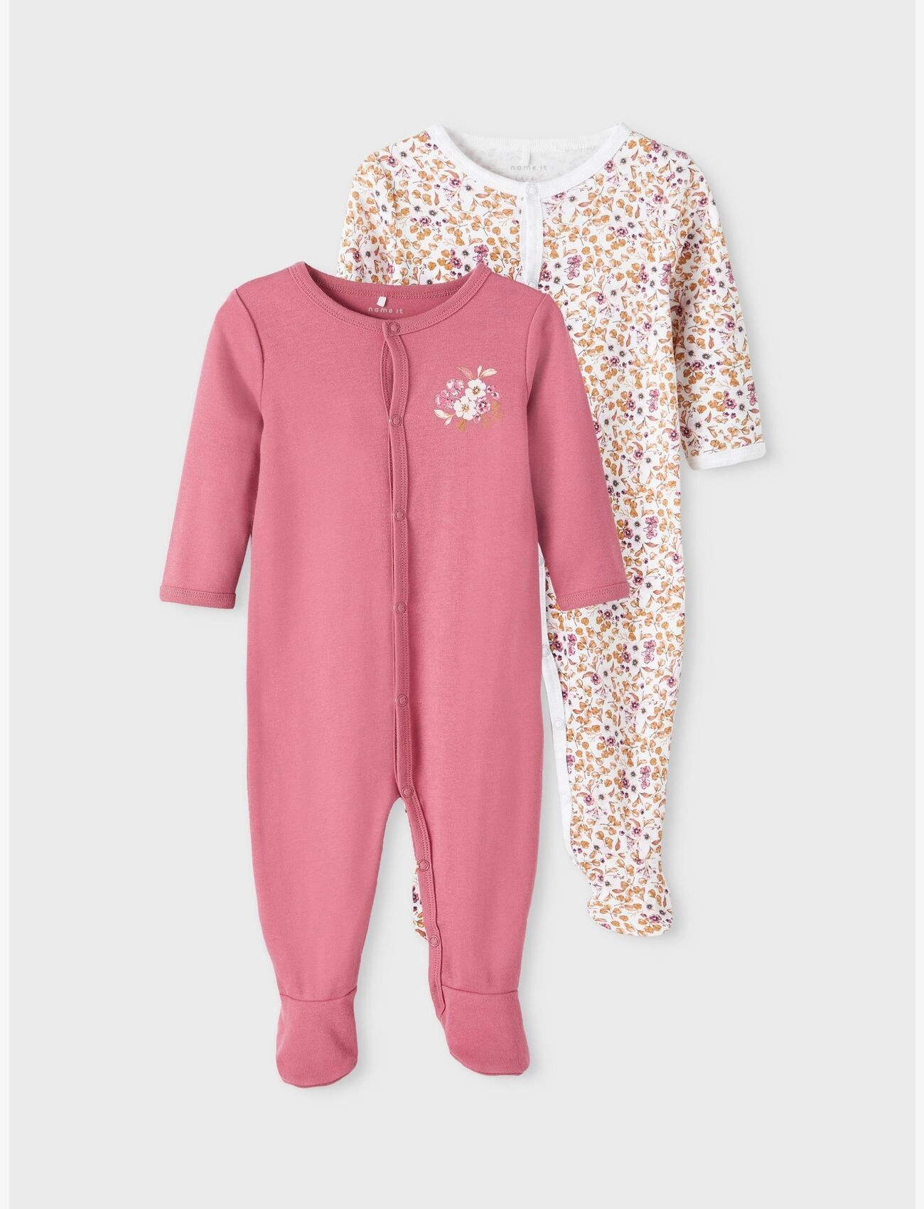 name it - NBFNIGHTSUIT 2P W/F ROSE FLOWER NOOS - rose wine - 2