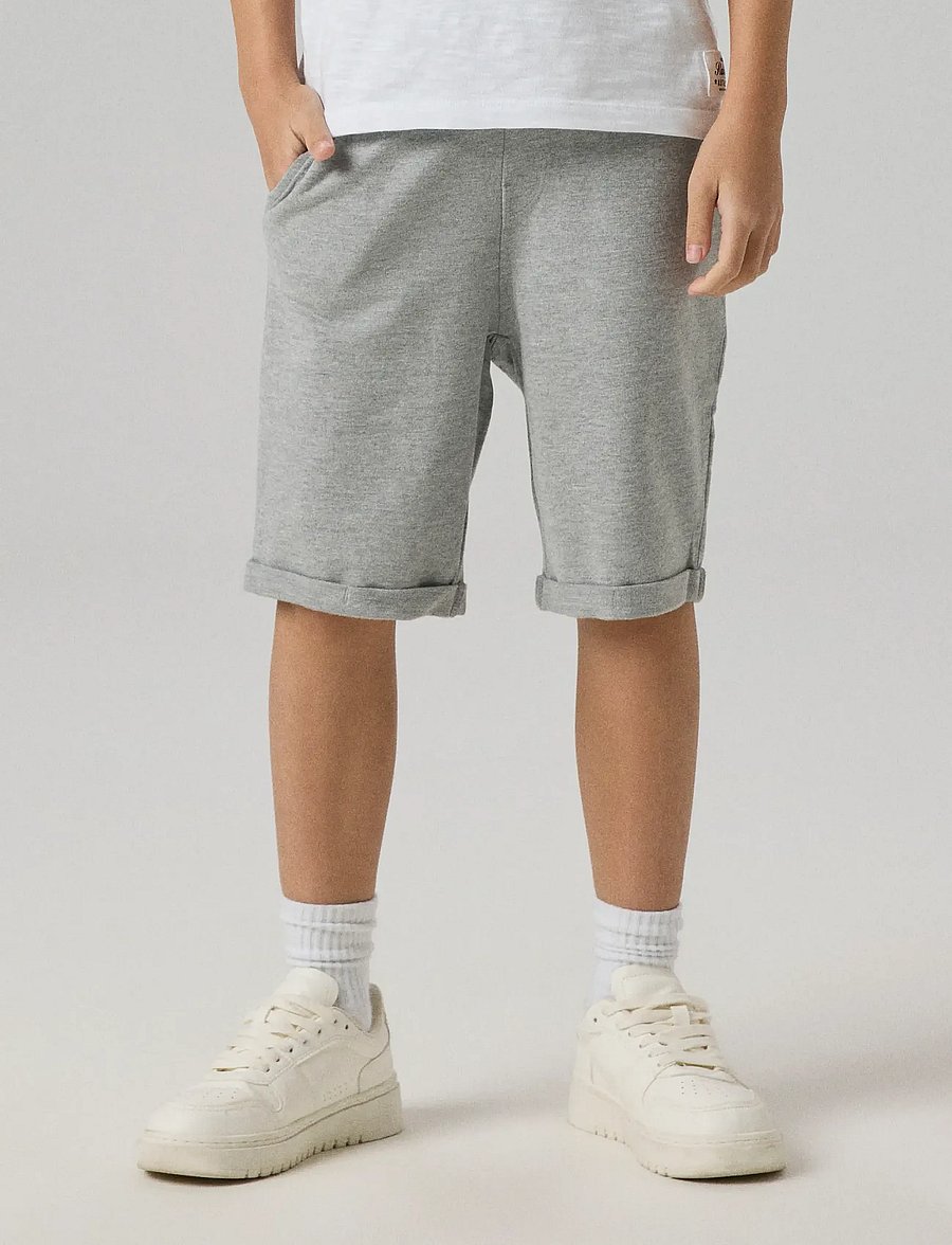name it - NKMVERMO LONG SWE SHORTS UNB F NOOS - sweatshorts - grey melange - 0