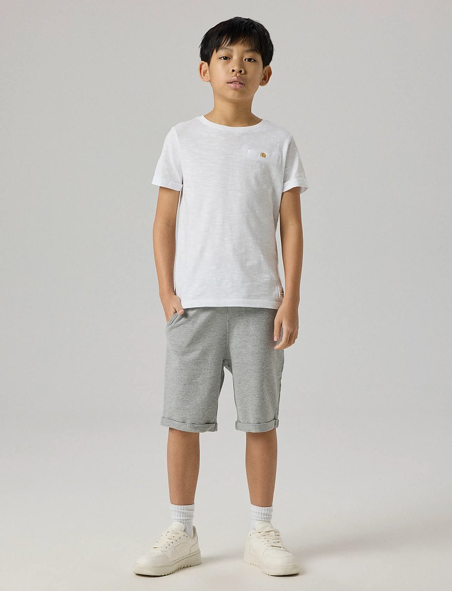 name it - NKMVERMO LONG SWE SHORTS UNB F NOOS - sweatshorts - grey melange - 4