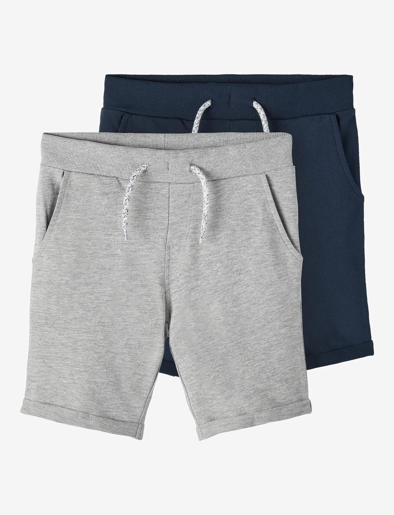 name it - NKMVERMO 2P LONG SWE SHORTS UNB F NOOS - sweatshorts - grey melange - 1