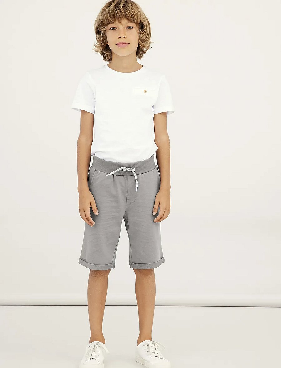 name it - NKMVERMO 2P LONG SWE SHORTS UNB F NOOS - sweatshorts - grey melange - 0