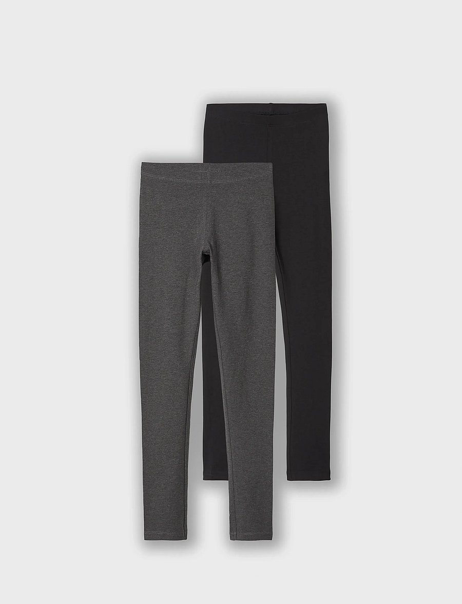 name it - NKFVIVIAN 2P LEGGING L NOOS - underdele i flerpak - dark grey melange - 0