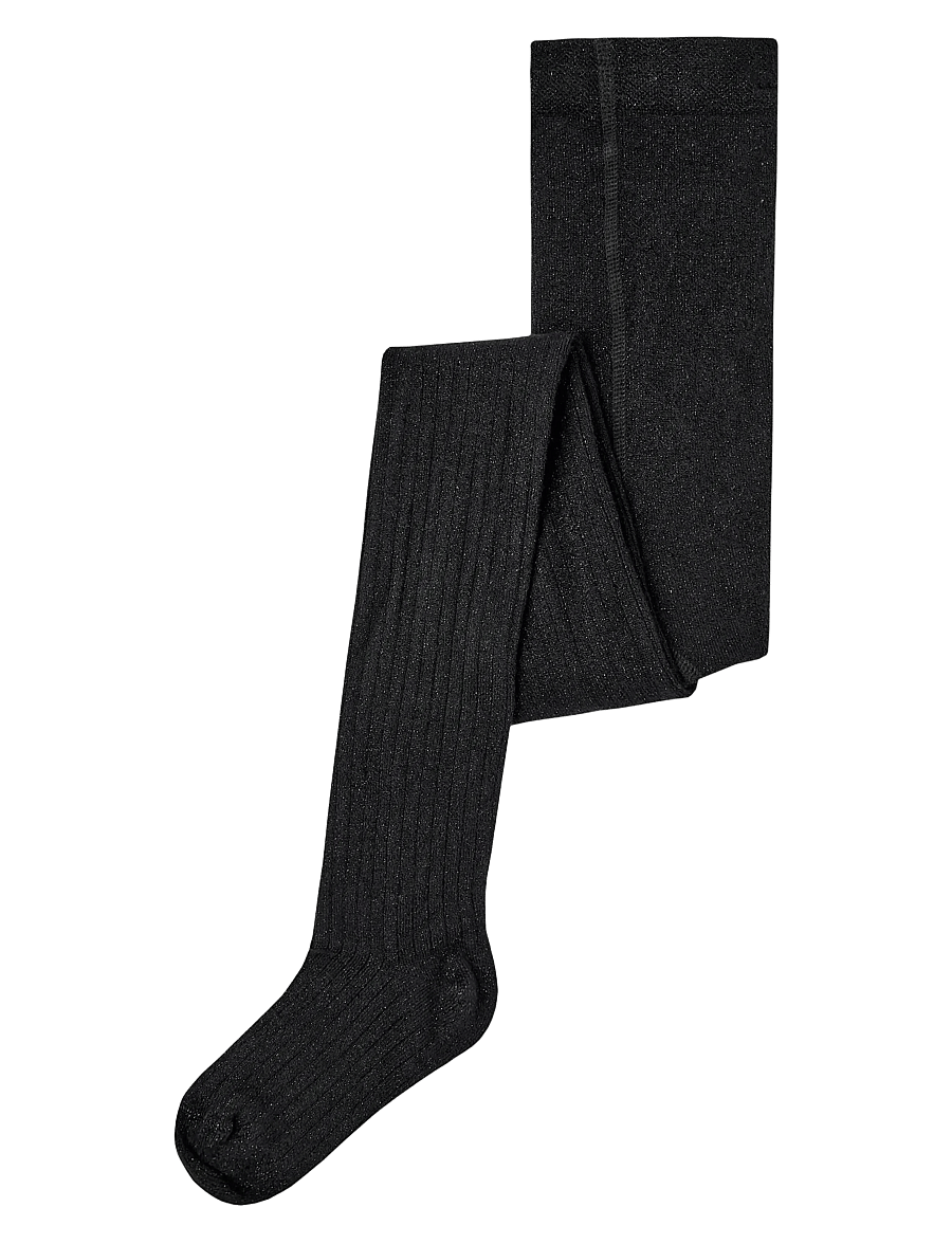 name it - NKFPANTYHOSE GLITTER RIB NOOS - strumpbyxor - black - 0