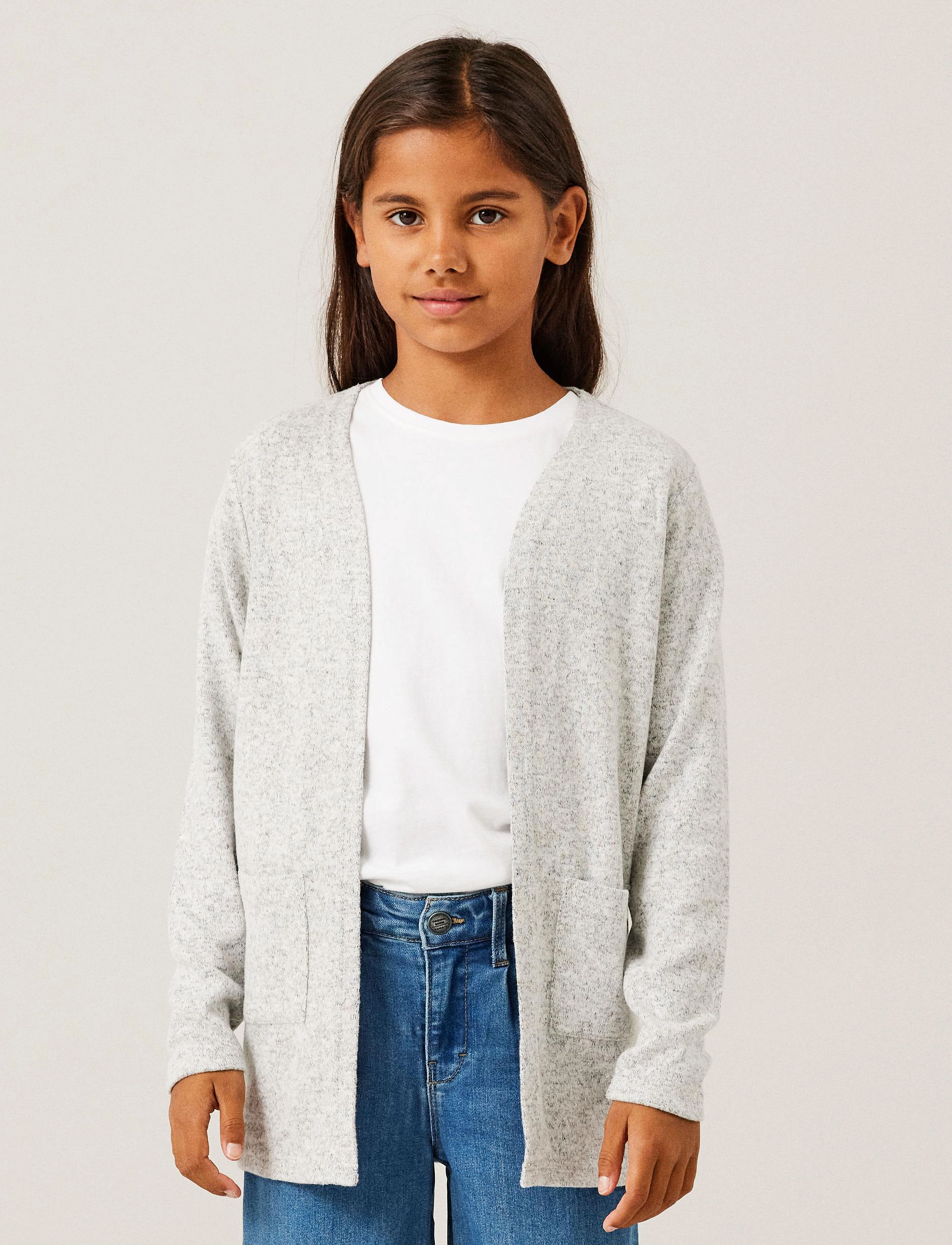 name it - NKFVICTI LS KNIT CARD L NOOS - koftor - grey melange - 0
