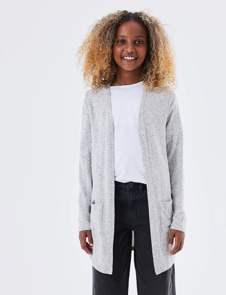 name it - NKFVICTI LS KNIT CARD L NOOS - koftor - grey melange - 4