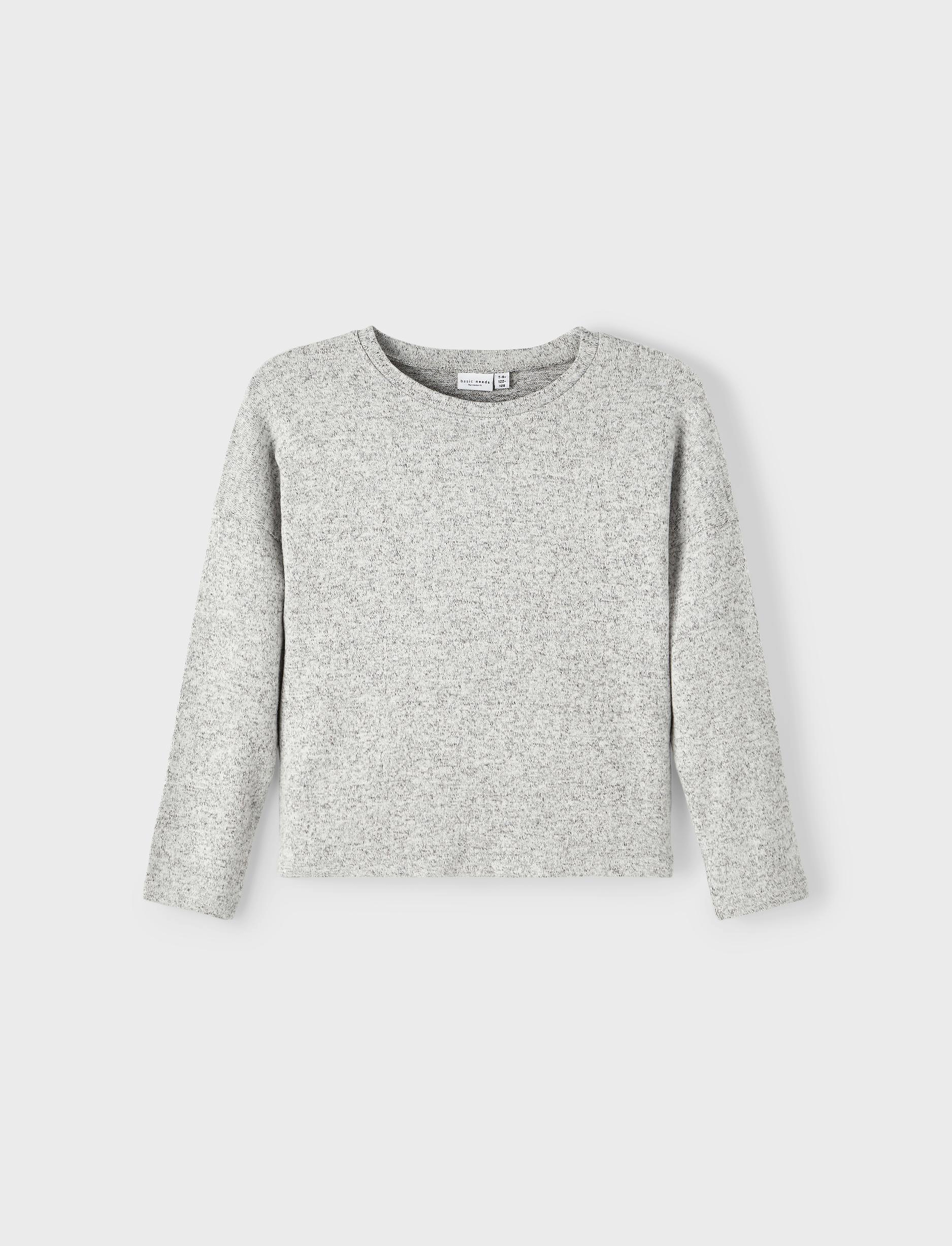 name it - NKFVICTI LS KNIT L NOOS - toppar & t-shirts - grey melange - 4