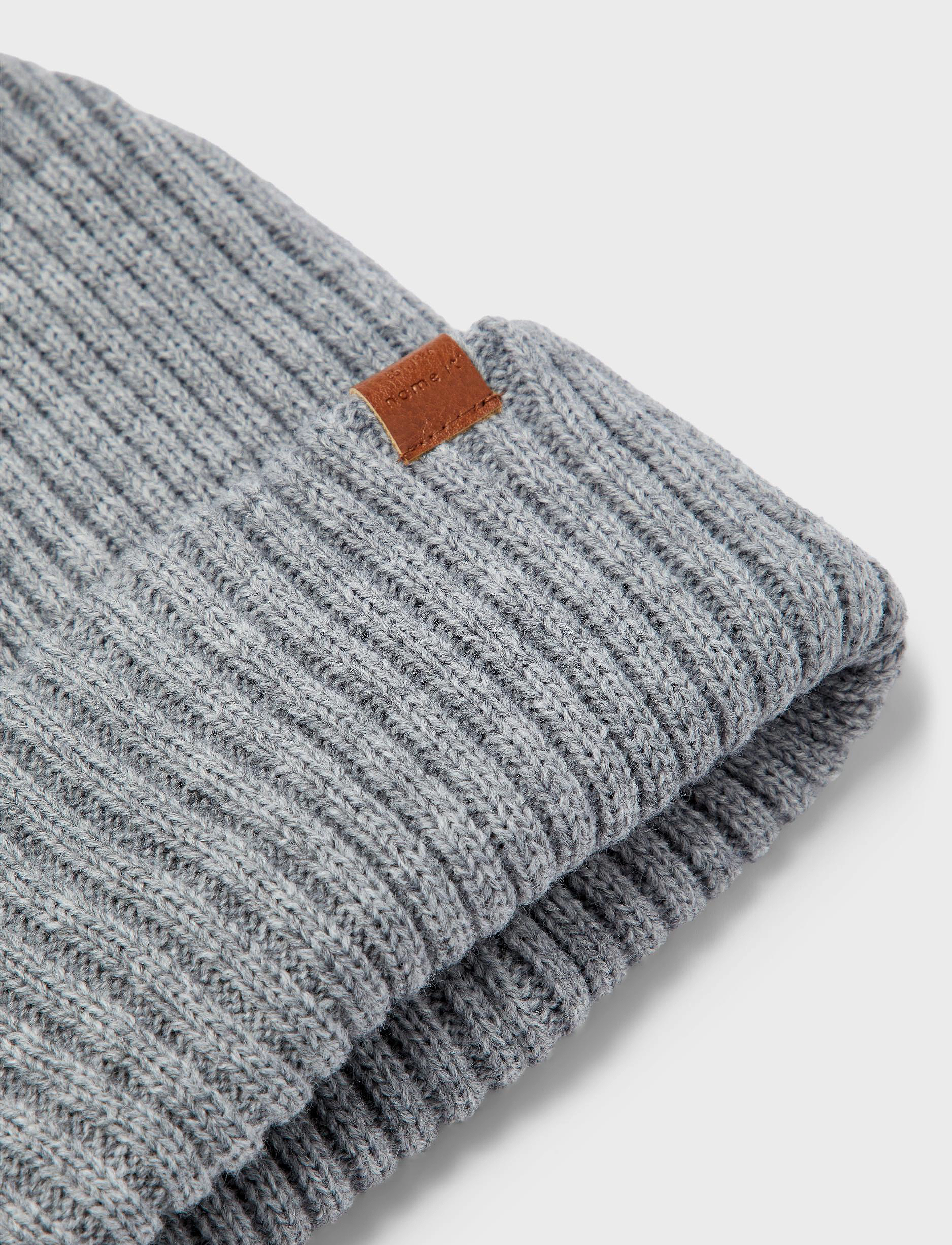 name it - NKNMILAN KNIT HAT2 NOOS - accessories - grey melange - 3