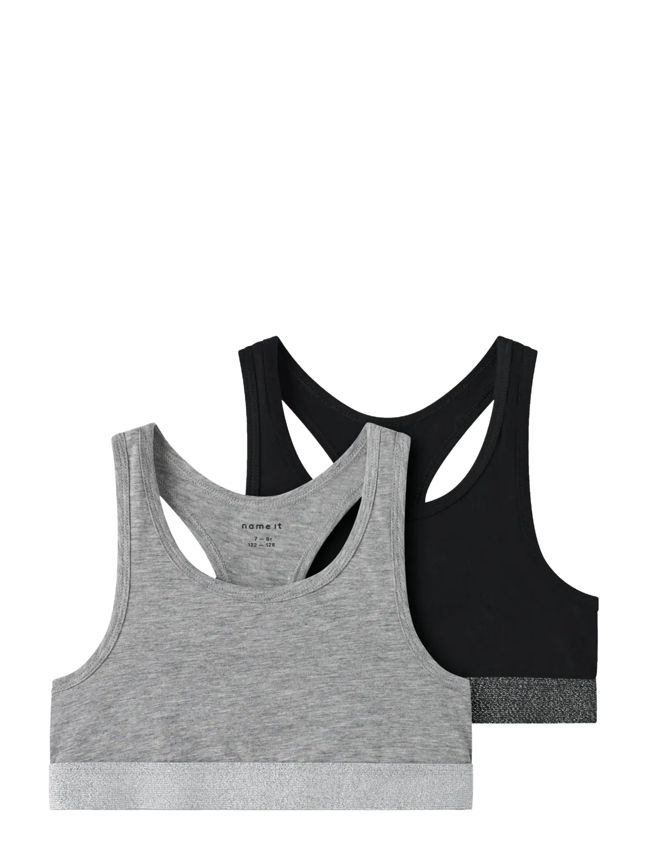 NAME IT Nkfshort Oberteil 2P Noos Schwarz - 122-128 - Kinder