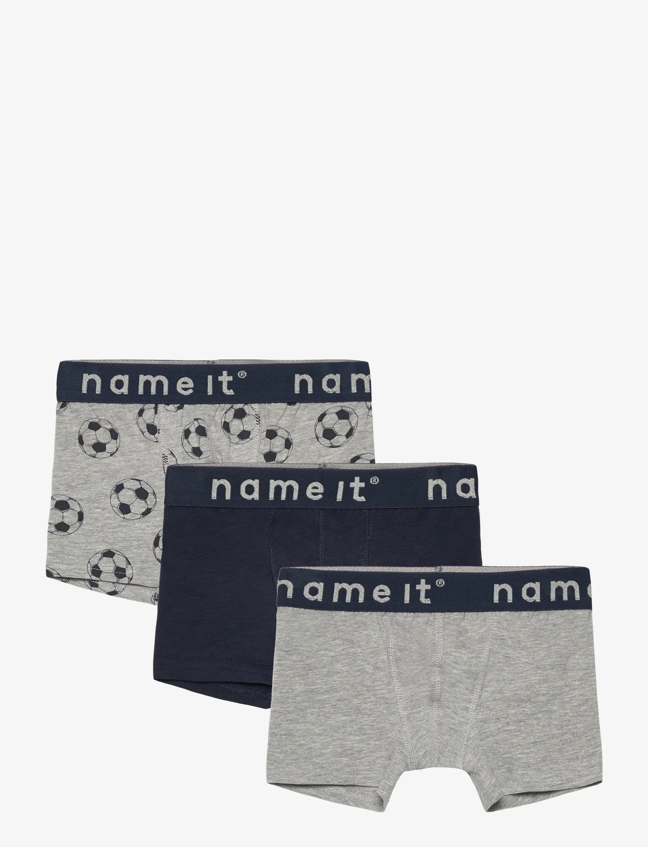 name it - NKMBOXER 3P MELANGE FOOTBALL NOOS - underpants - grey melange - 0