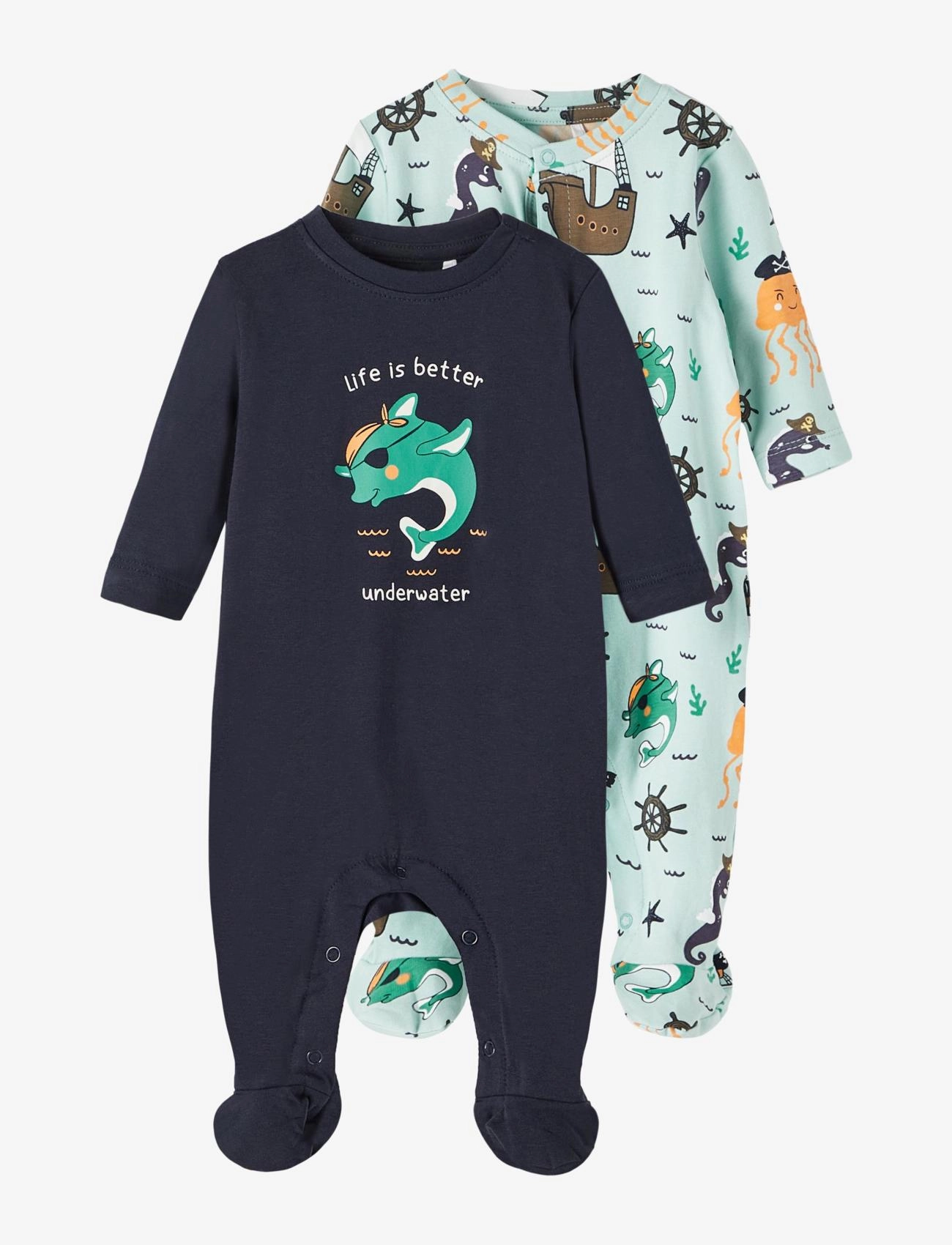 name it - NBMOCEAN 2P NIGHTSUIT W/F - pastel turquoise - 0