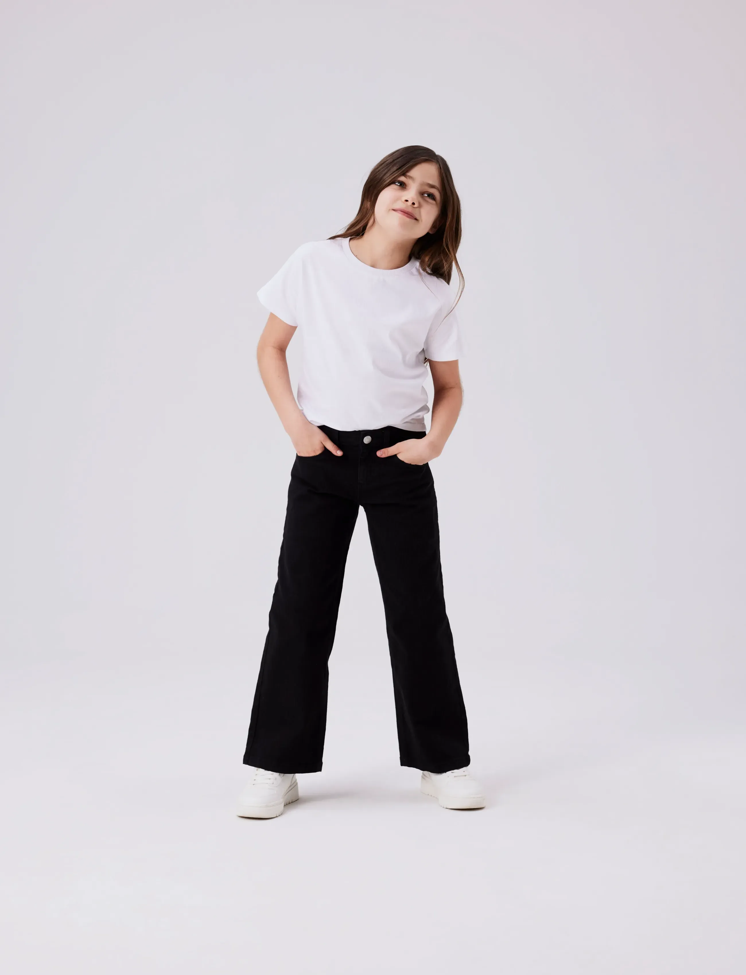 name it - NKFROSE WIDE TWI PANT 1115-TP NOOS - hosen mit weitem bein - black - 0