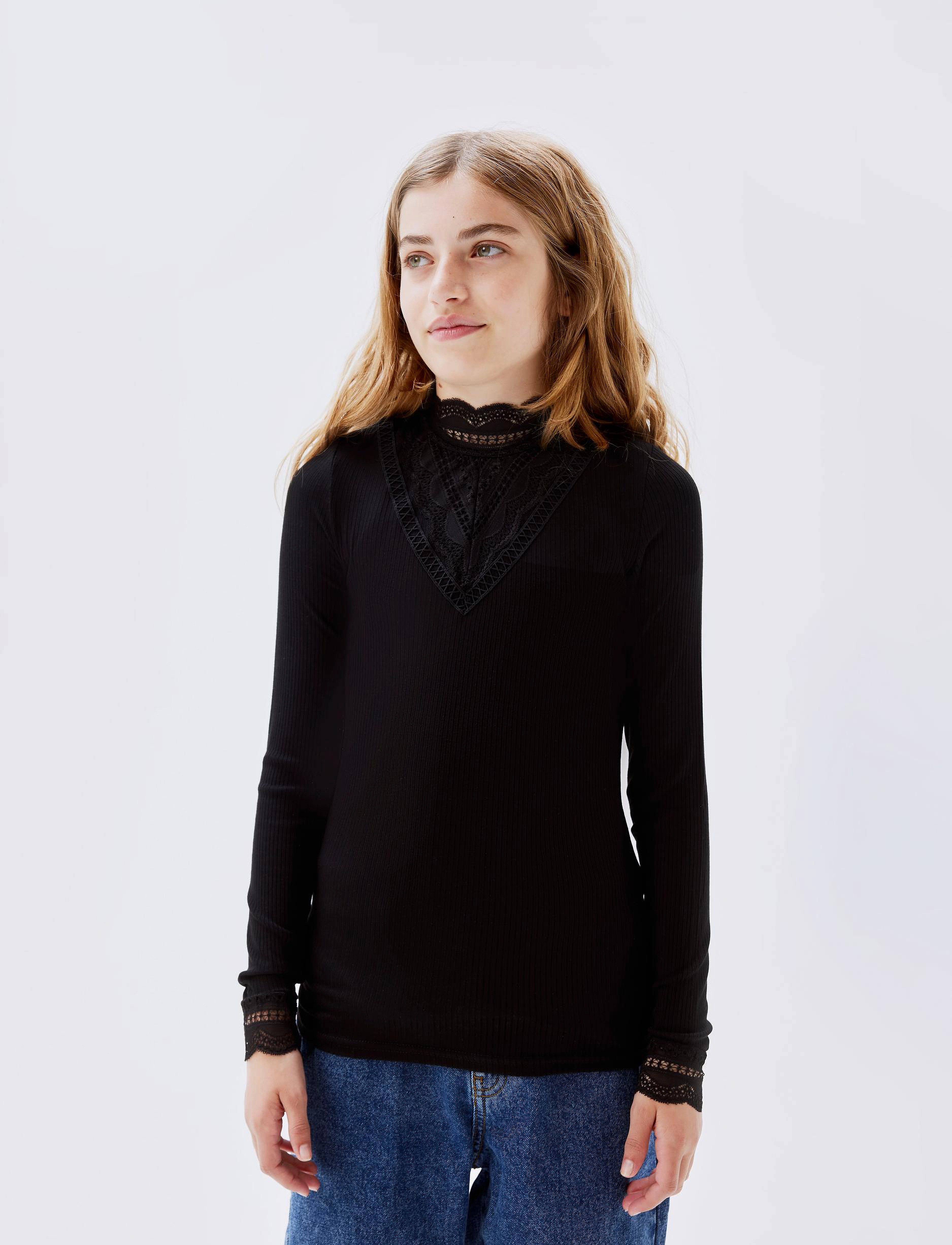 name it Nkfnuri Ls Xsl Top Noos, 134-140, Oberteile, Schwarz - Blouses & Tunics, Kinder