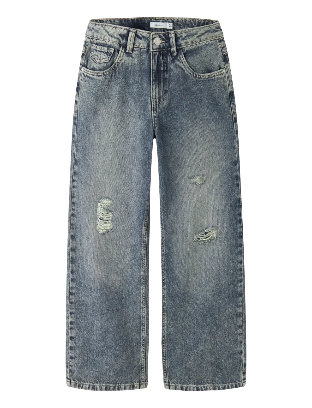 name it NKFROSE WIDE HW JEANS DESTR 1411-BE NOOS - Shoppa efter storlek - VINTAGE MEDIUM BLUE DENIM / blue