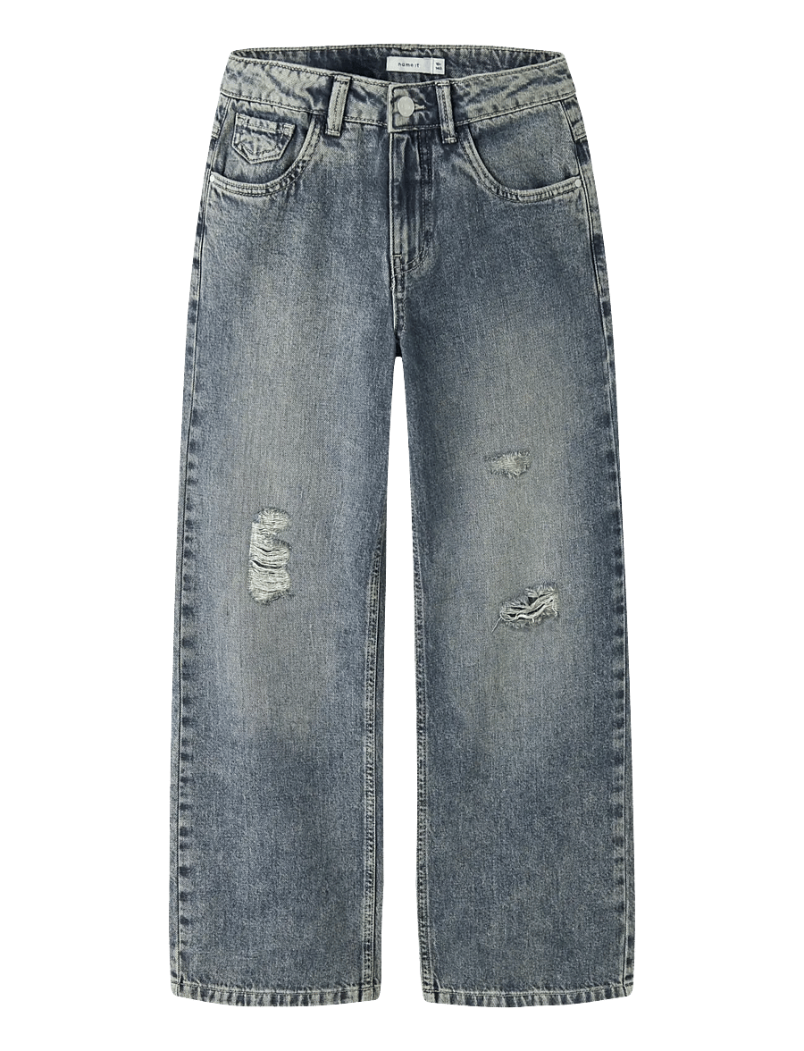 name it - NKFROSE WIDE HW JEANS DESTR 1411-BE NOOS - hosen mit weitem bein - vintage medium blue denim - 0