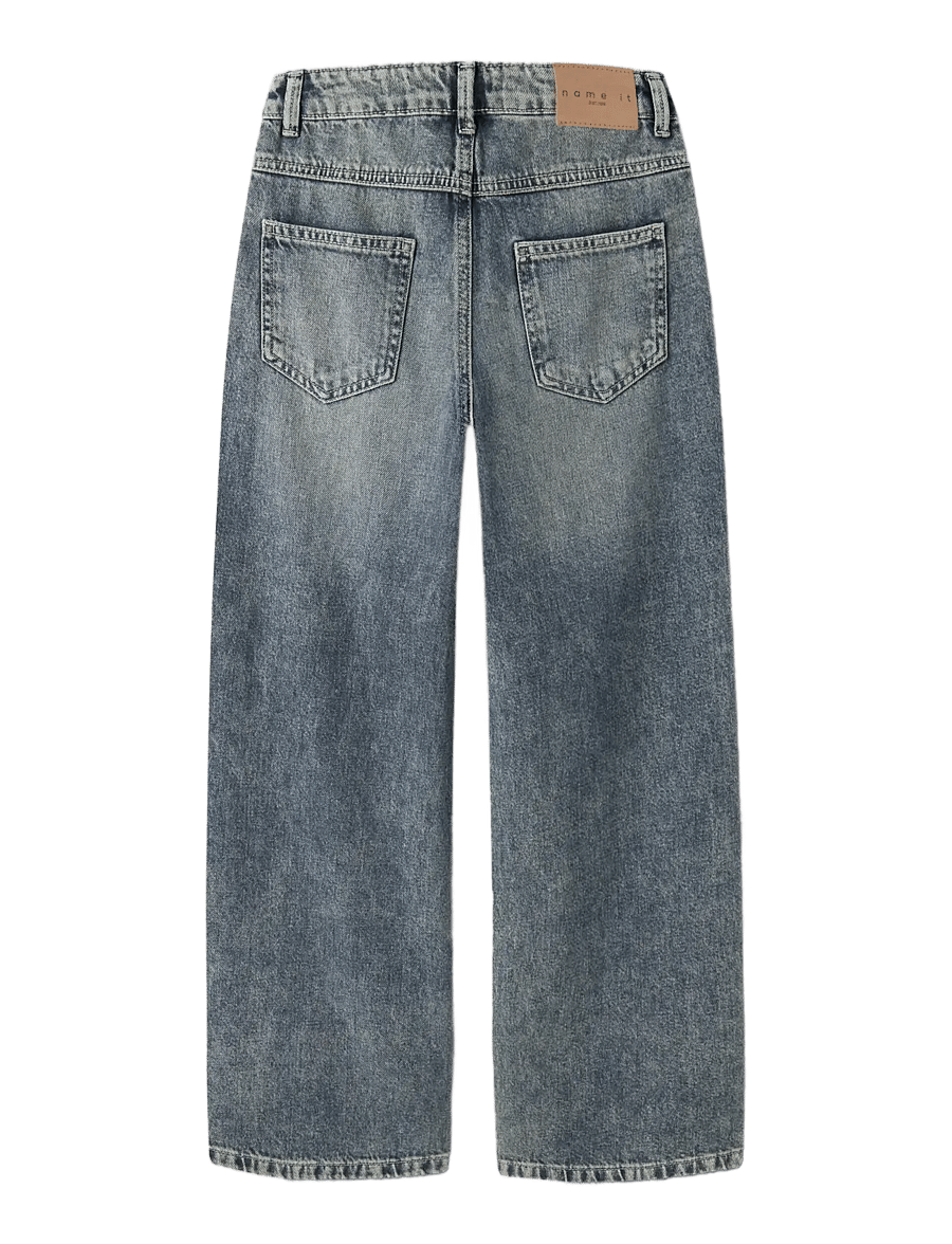 name it - NKFROSE WIDE HW JEANS DESTR 1411-BE NOOS - hosen mit weitem bein - vintage medium blue denim - 1