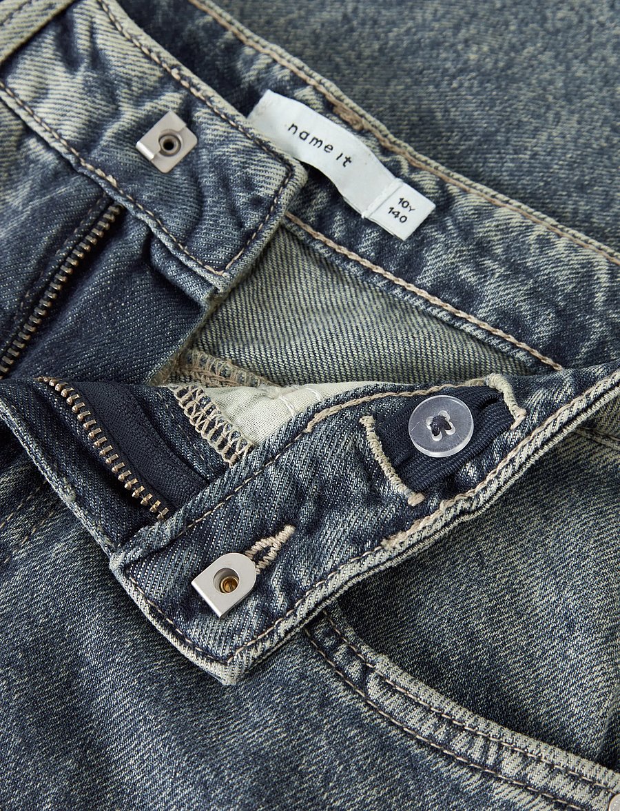 name it - NKFROSE WIDE HW JEANS DESTR 1411-BE NOOS - hosen mit weitem bein - vintage medium blue denim - 2