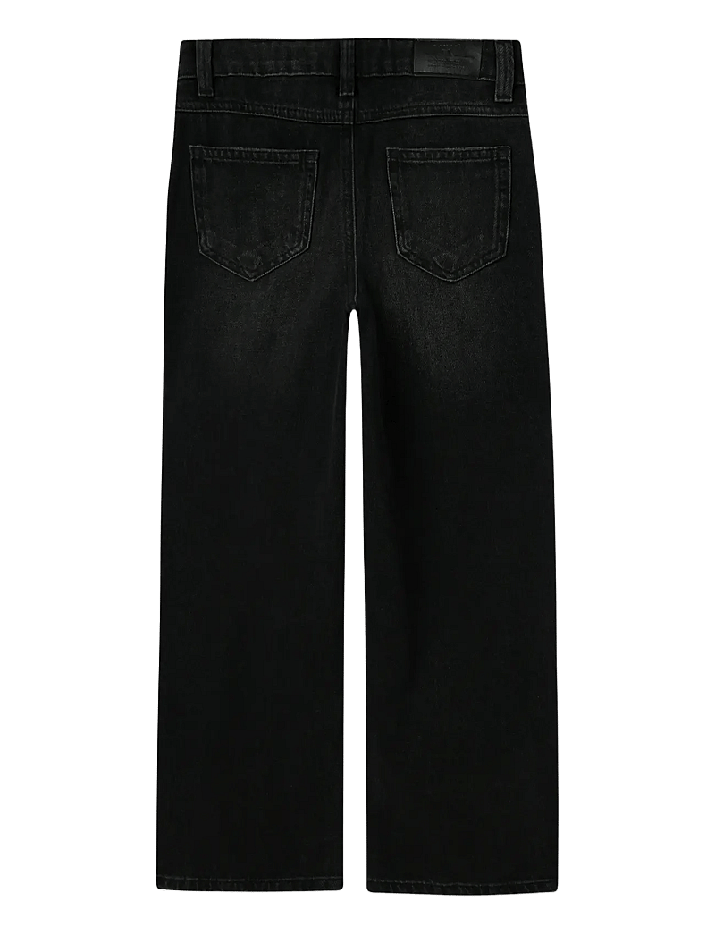 name it - NKFROSE HW WIDE JEANS DESTR 1411-BE NOOS - hosen mit weitem bein - black denim - 2