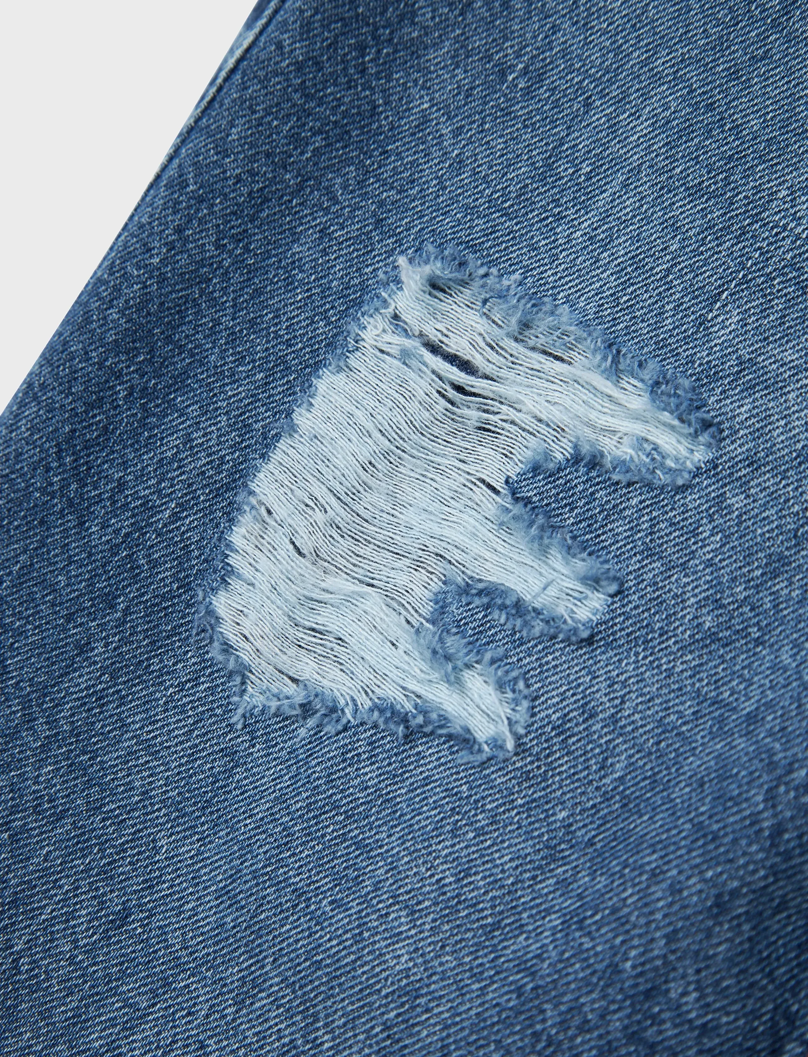 name it - NKFROSE WIDE HW JEANS DESTR 1411-BE NOOS - hosen mit weitem bein - dark blue denim - 4