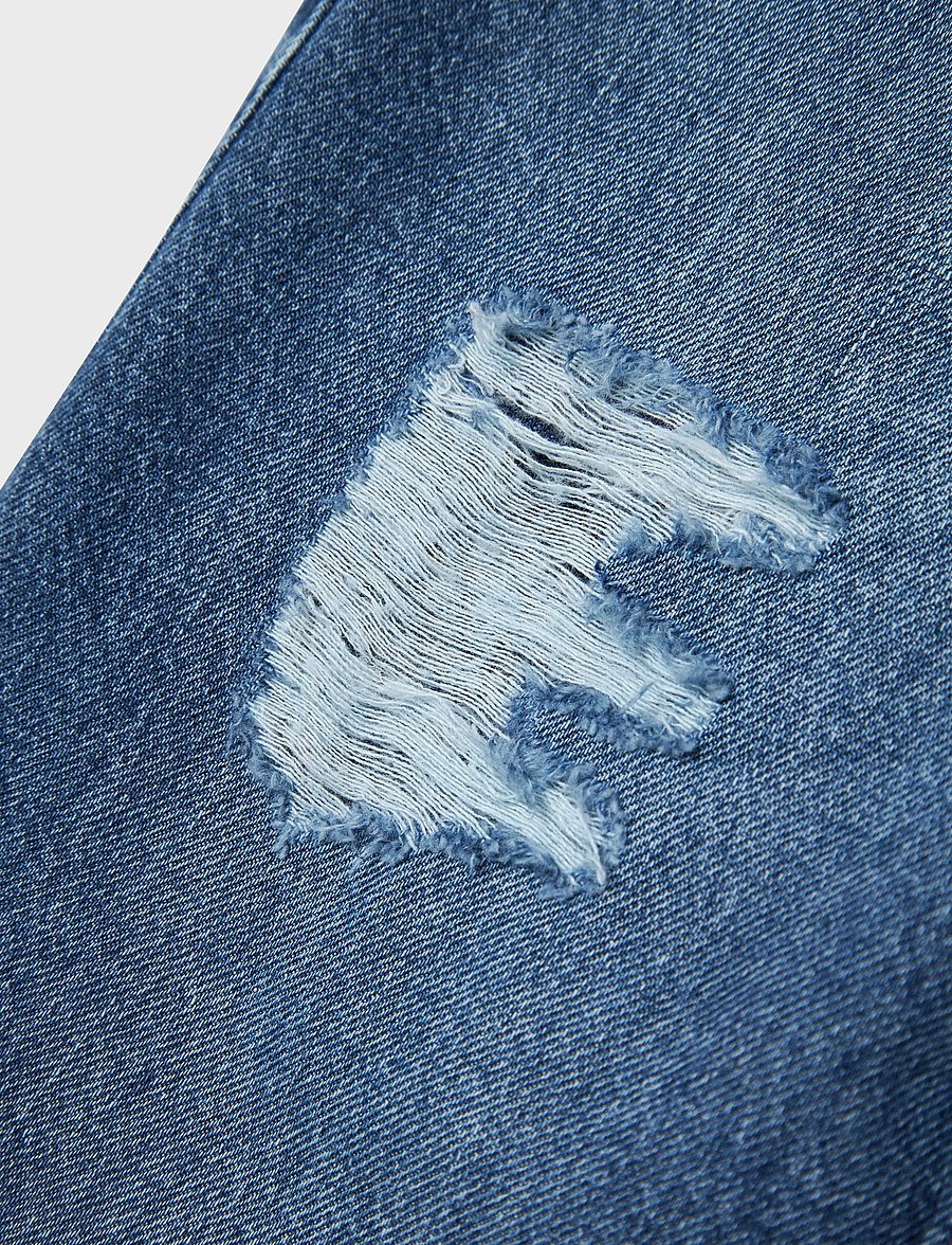 name it - NKFROSE WIDE HW JEANS DESTR 1411-BE NOOS - laiad teksad - dark blue denim - 4