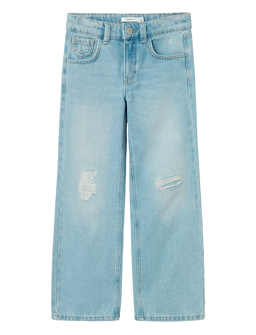 name it - NKFROSE WIDE HW JEANS DESTR 1411-BE NOOS - laiad teksad - light blue denim - 1