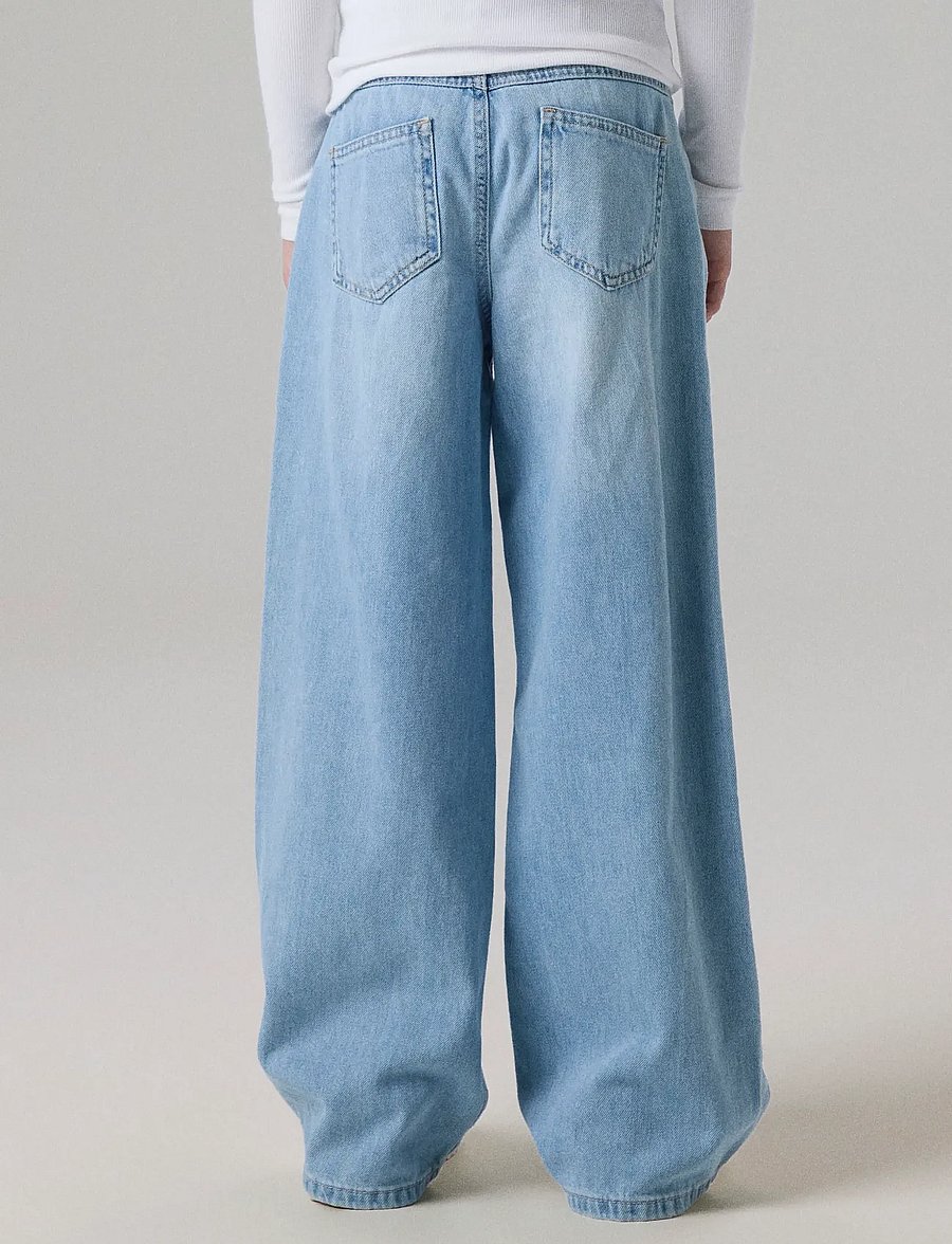 name it - NKFROSE WIDE HW JEANS DESTR 1411-BE NOOS - laiad teksad - light blue denim - 4