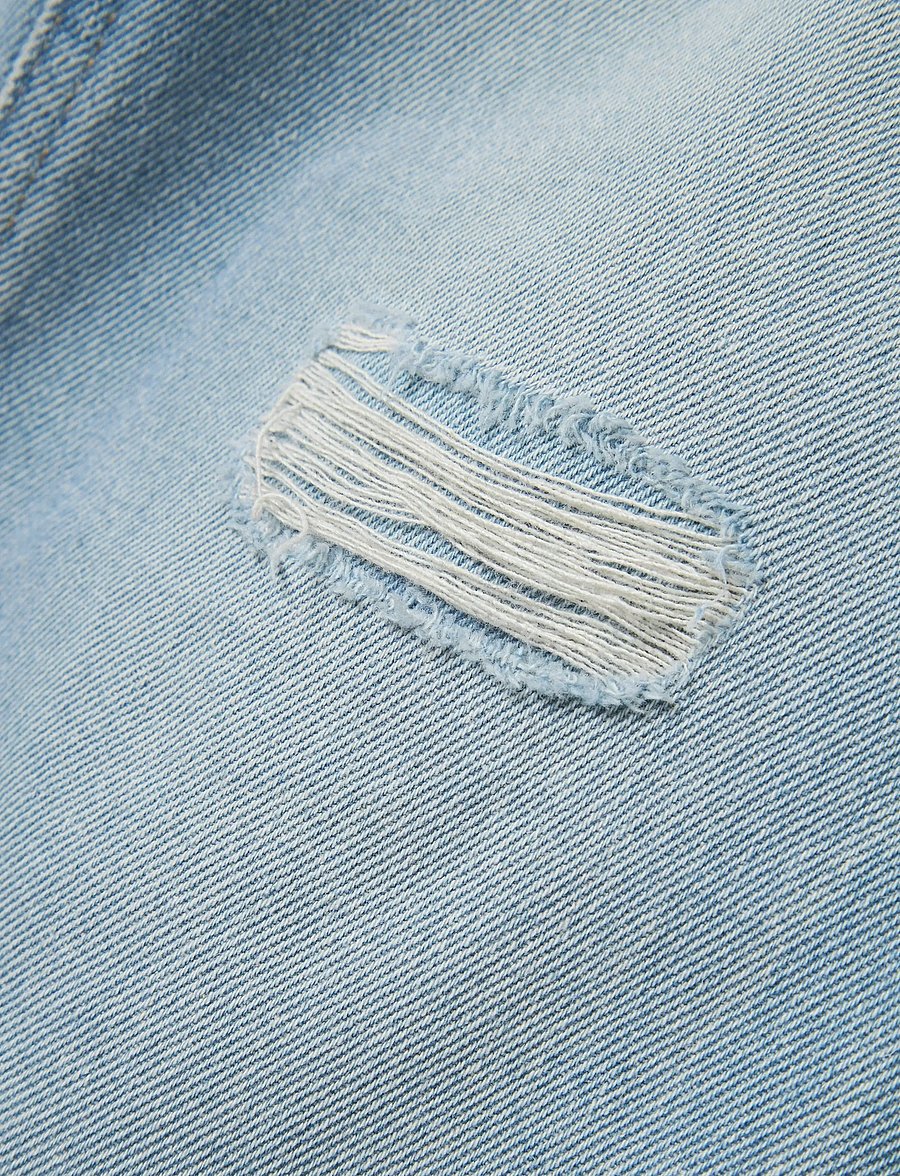 name it - NKFROSE WIDE HW JEANS DESTR 1411-BE NOOS - laiad teksad - light blue denim - 5