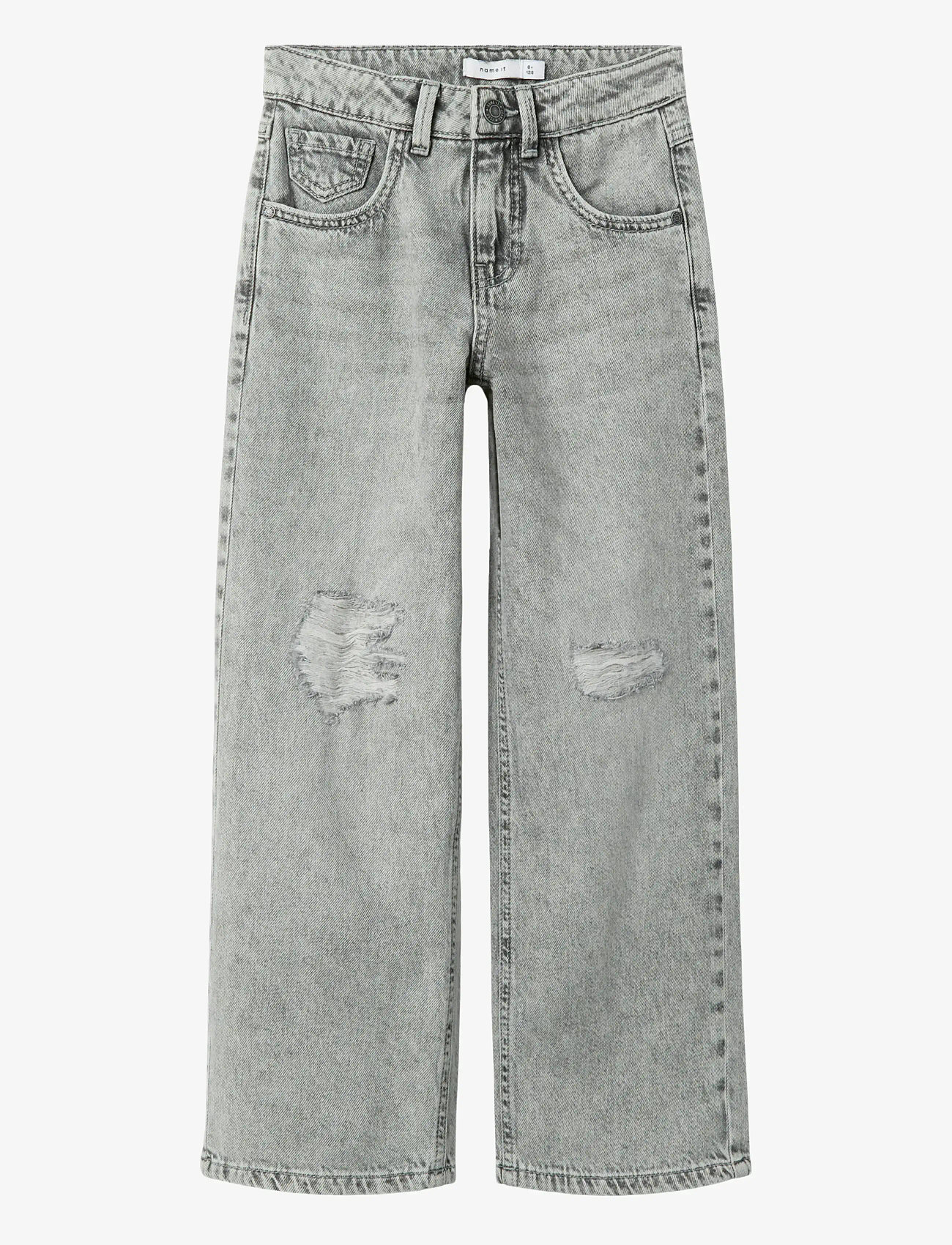 name it - NKFROSE HW WIDE JEANS DESTR 1411-BE NOOS - vida jeans - light grey denim - 1