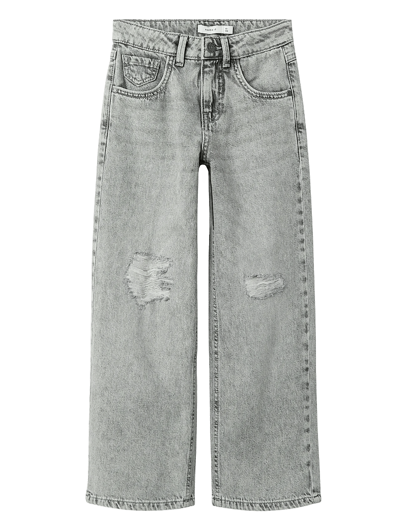 name it - NKFROSE HW WIDE JEANS DESTR 1411-BE NOOS - vida jeans - light grey denim - 1