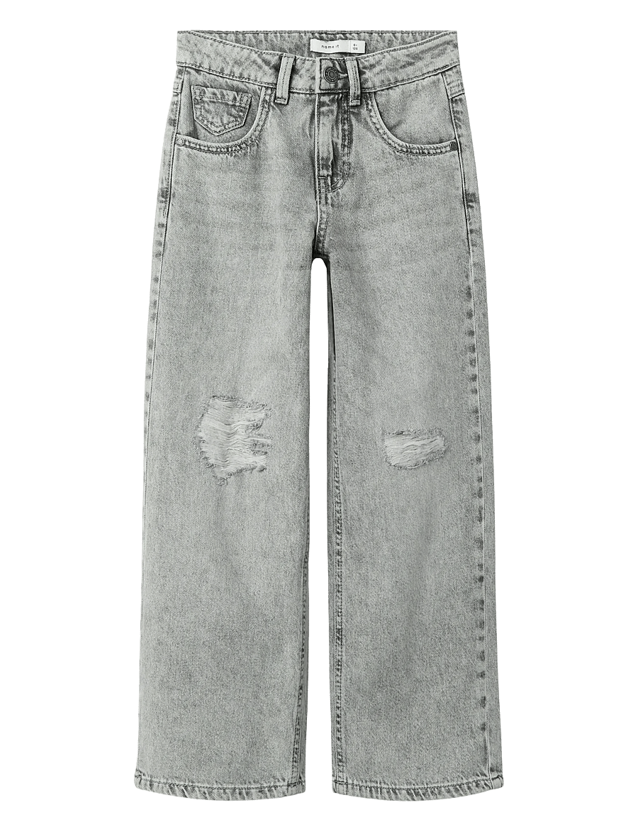 name it - NKFROSE WIDE HW JEANS DESTR 1411-BE NOOS - vida jeans - light grey denim - 1