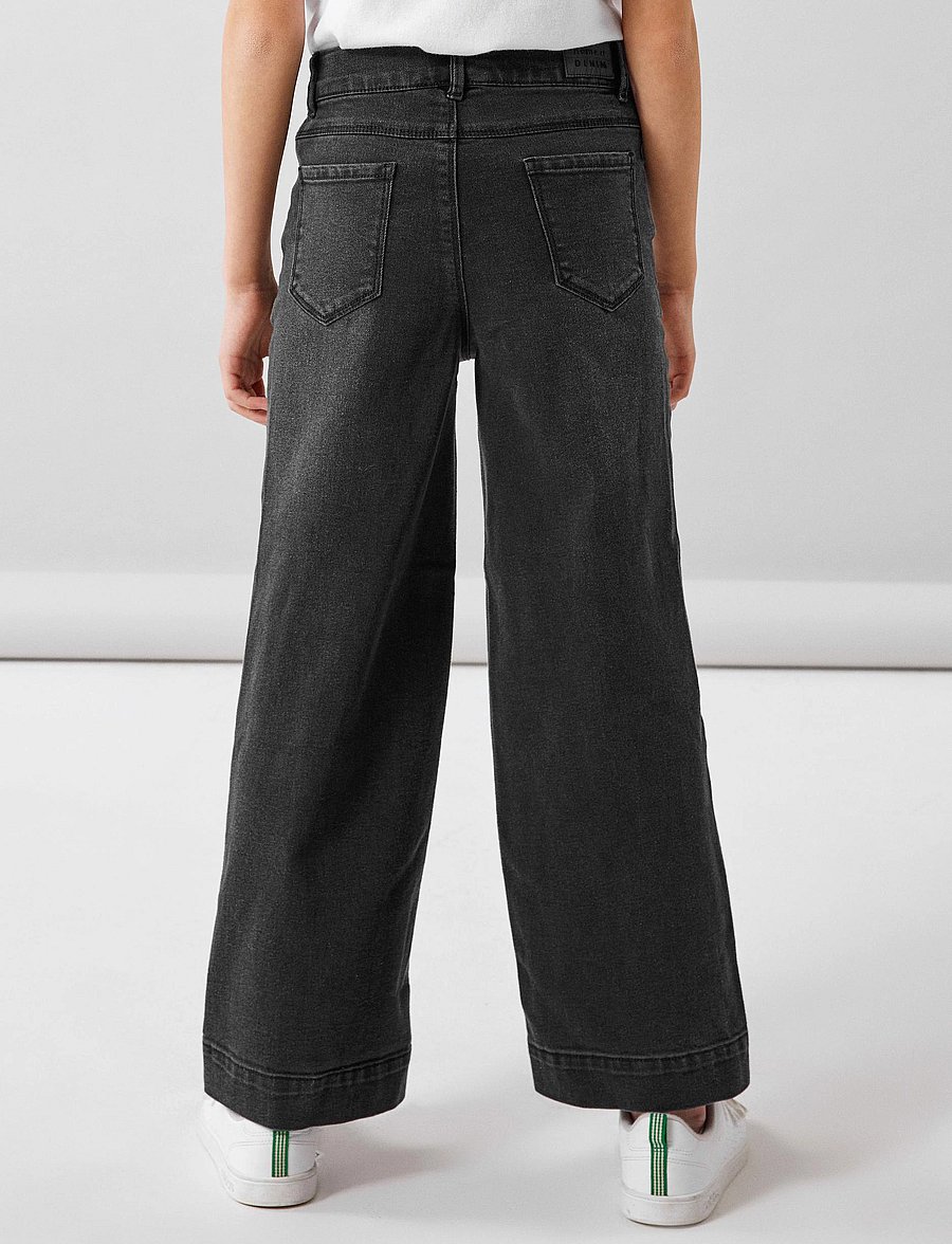 name it - NKFROSE WIDE HW JEANS 1356-ON NOOS - brede jeans - black denim - 3