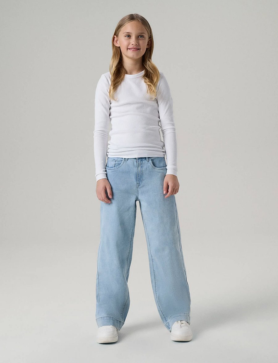 name it - NKFROSE WIDE HW JEANS 1356-ON NOOS - brede jeans - light blue denim - 5