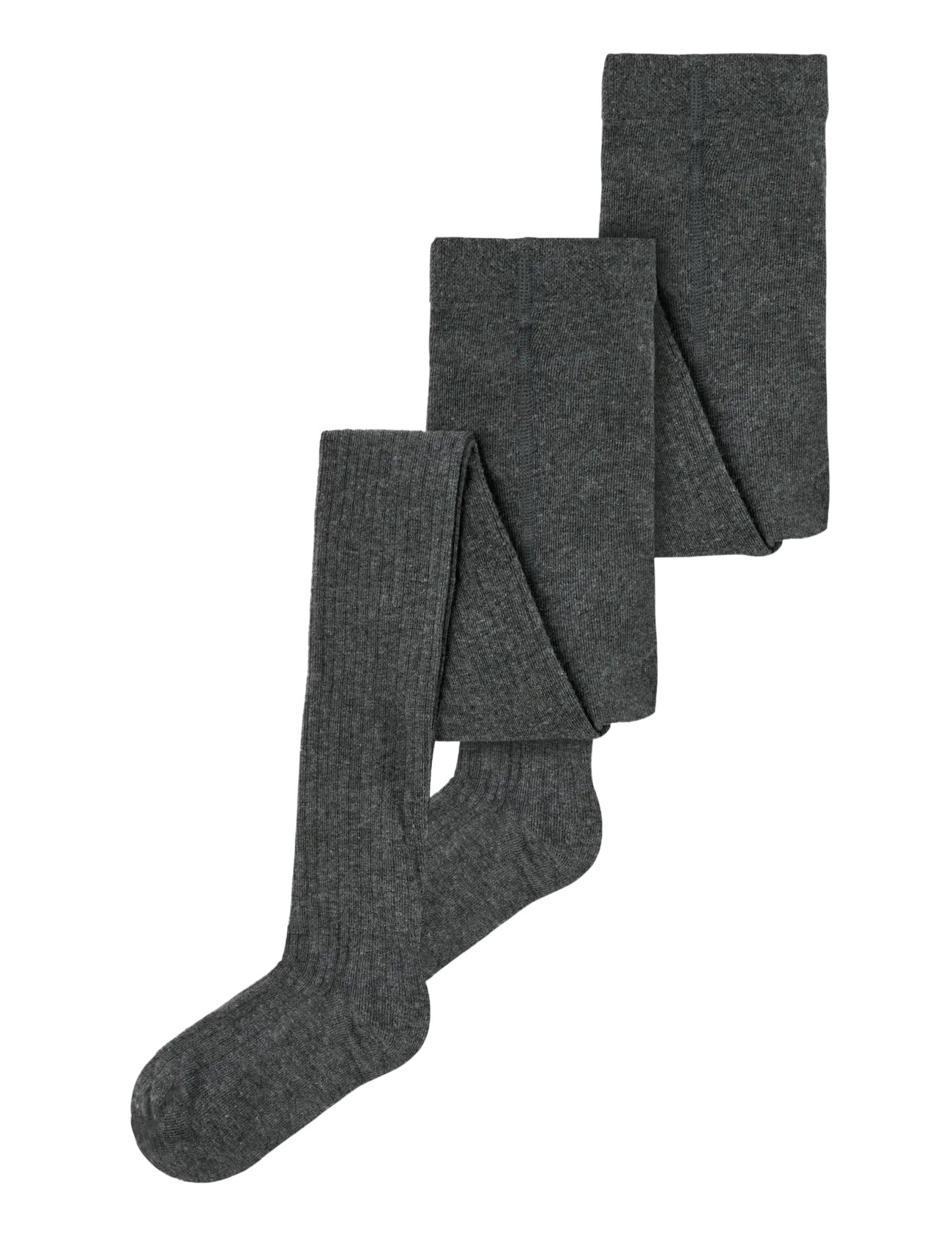 Dark Grey Melange Rib Strømpebukse 2-pakning Noos str. 122/128